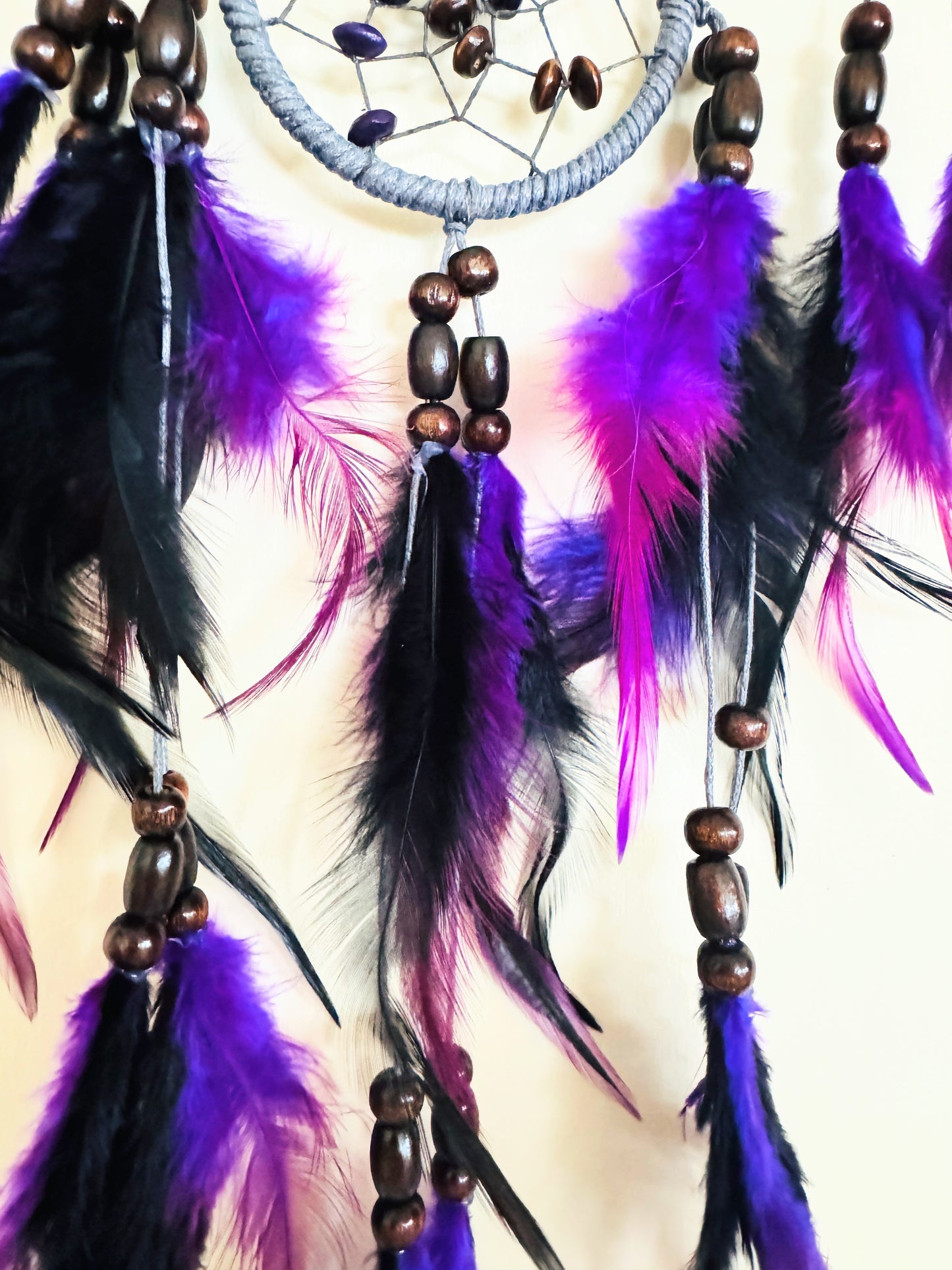 Purple Wood Bead Dream Catcher.