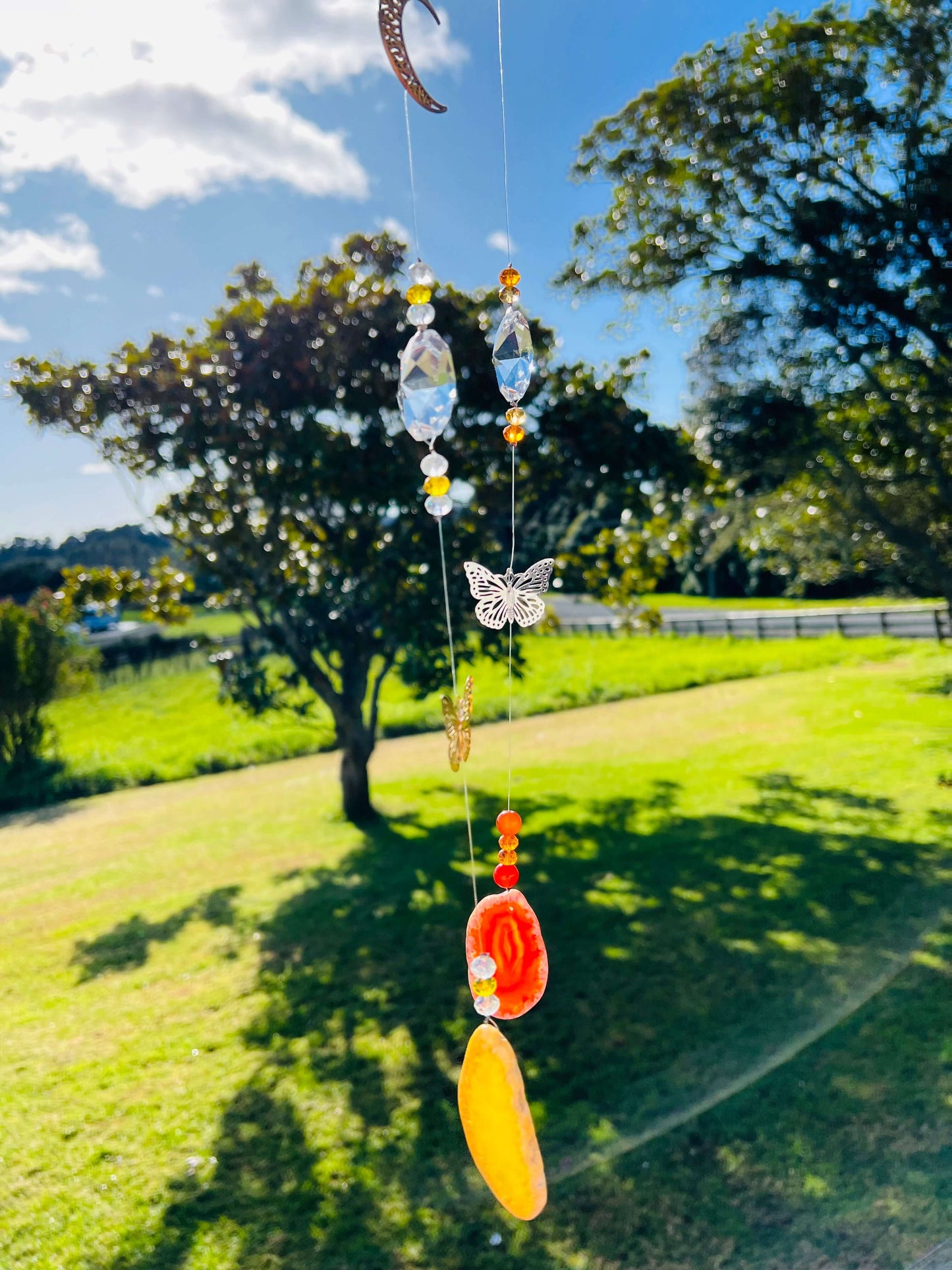 Agate Sun Catchers With Butterfly.