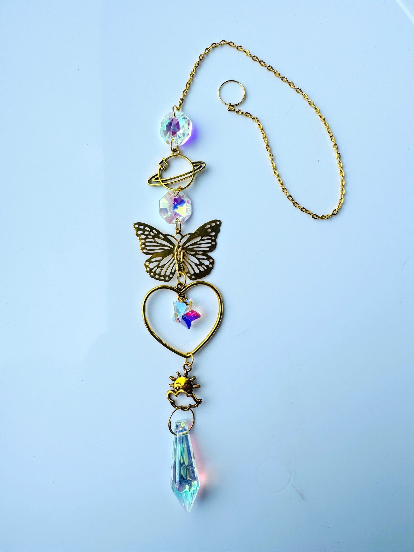 Iridescent Gold Heart Sun Catcher