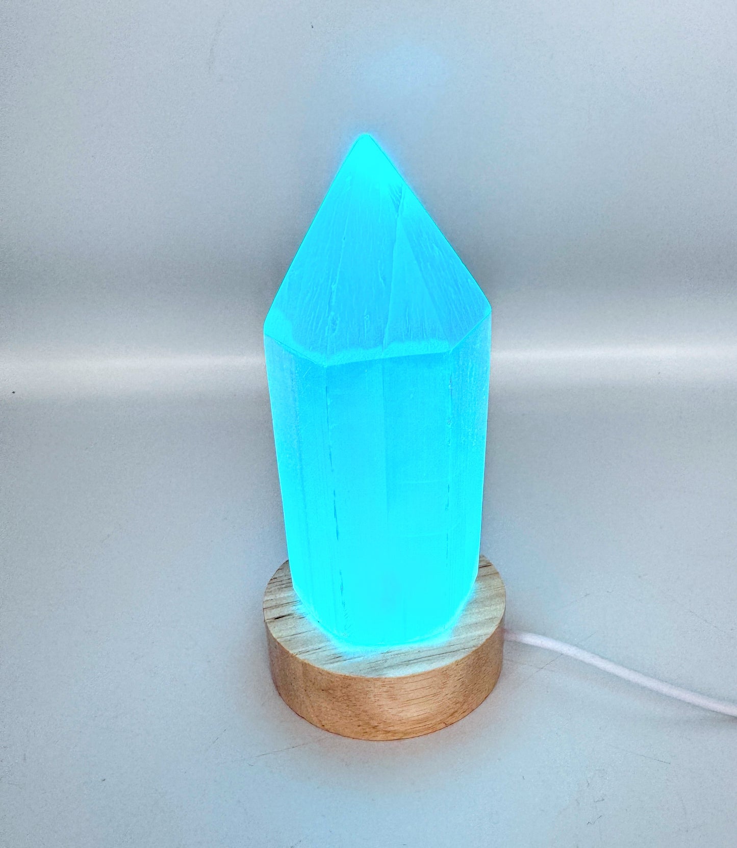 Selenite Point Colour Change Lamp.