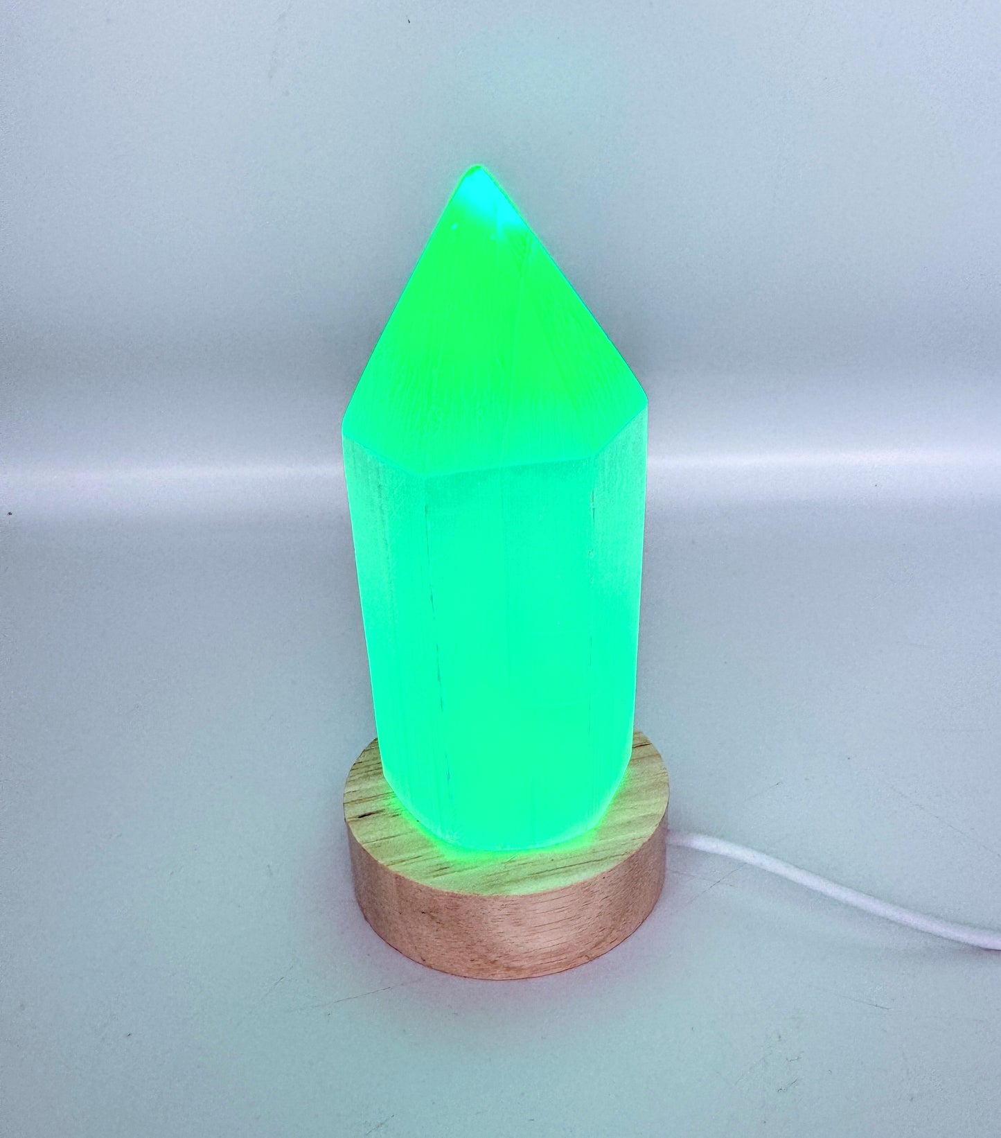 Selenite Point Colour Change Lamp.