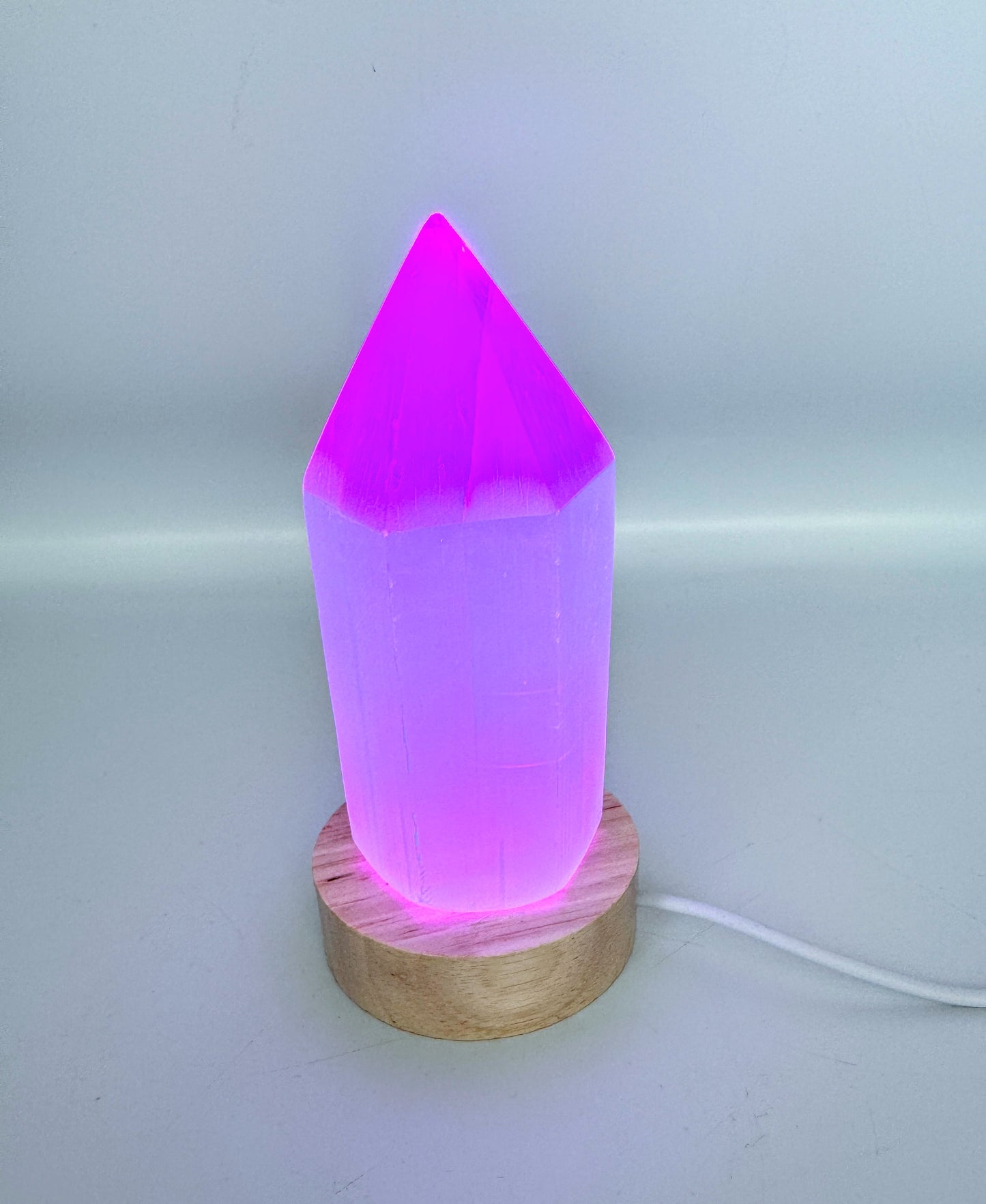 Selenite Point Colour Change Lamp.