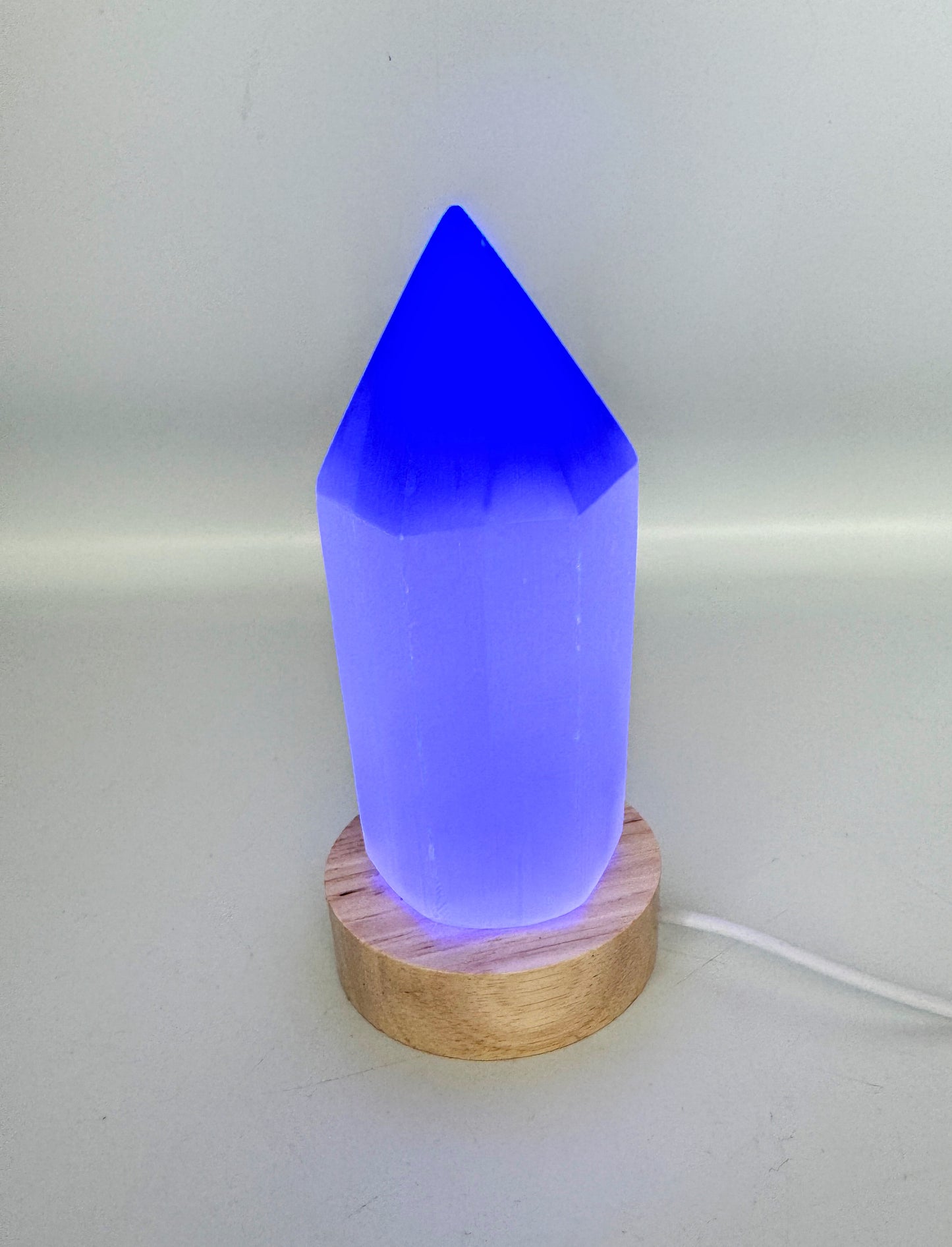 Selenite Point Colour Change Lamp.