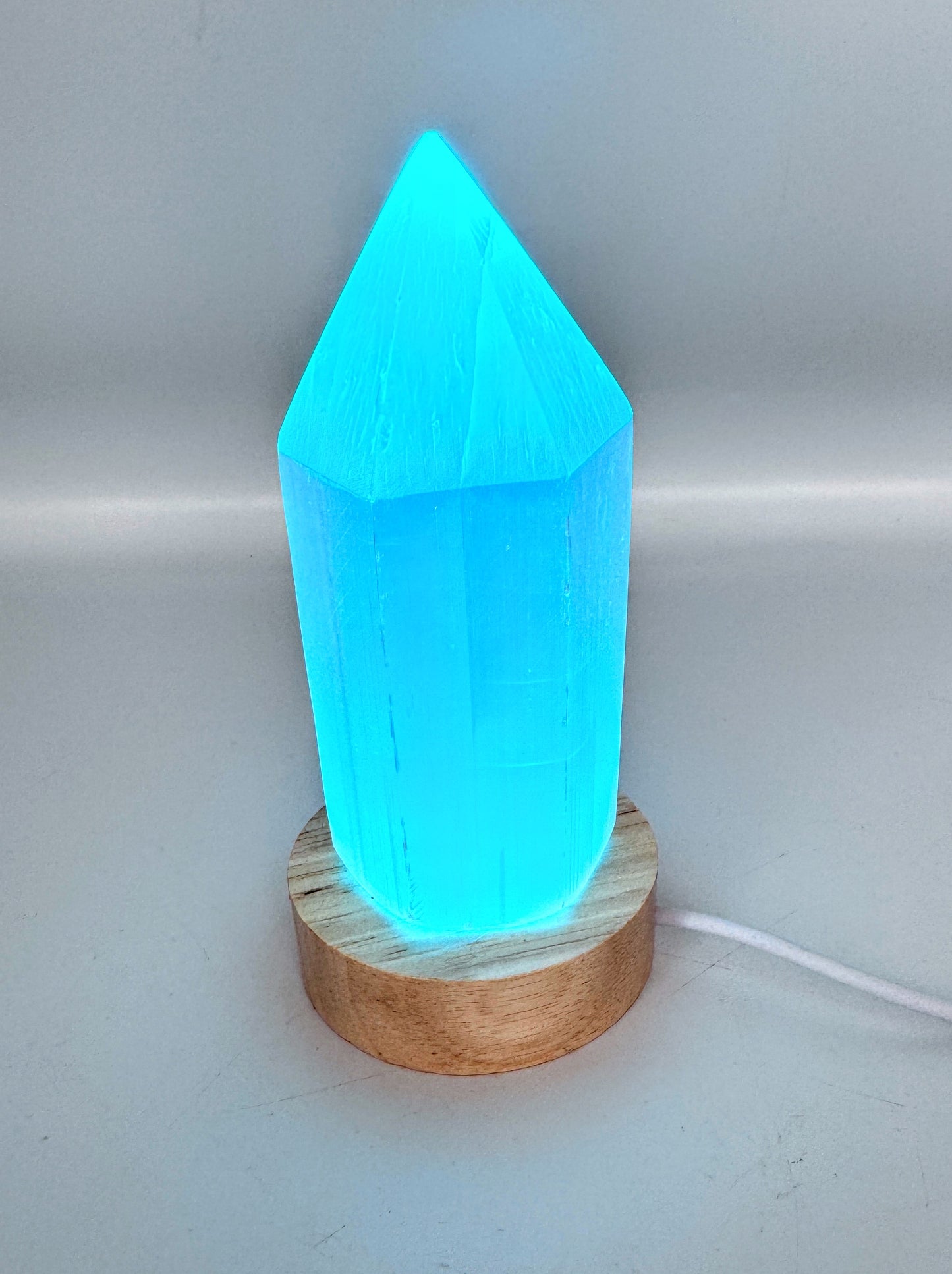 Selenite Point Colour Change Lamp.