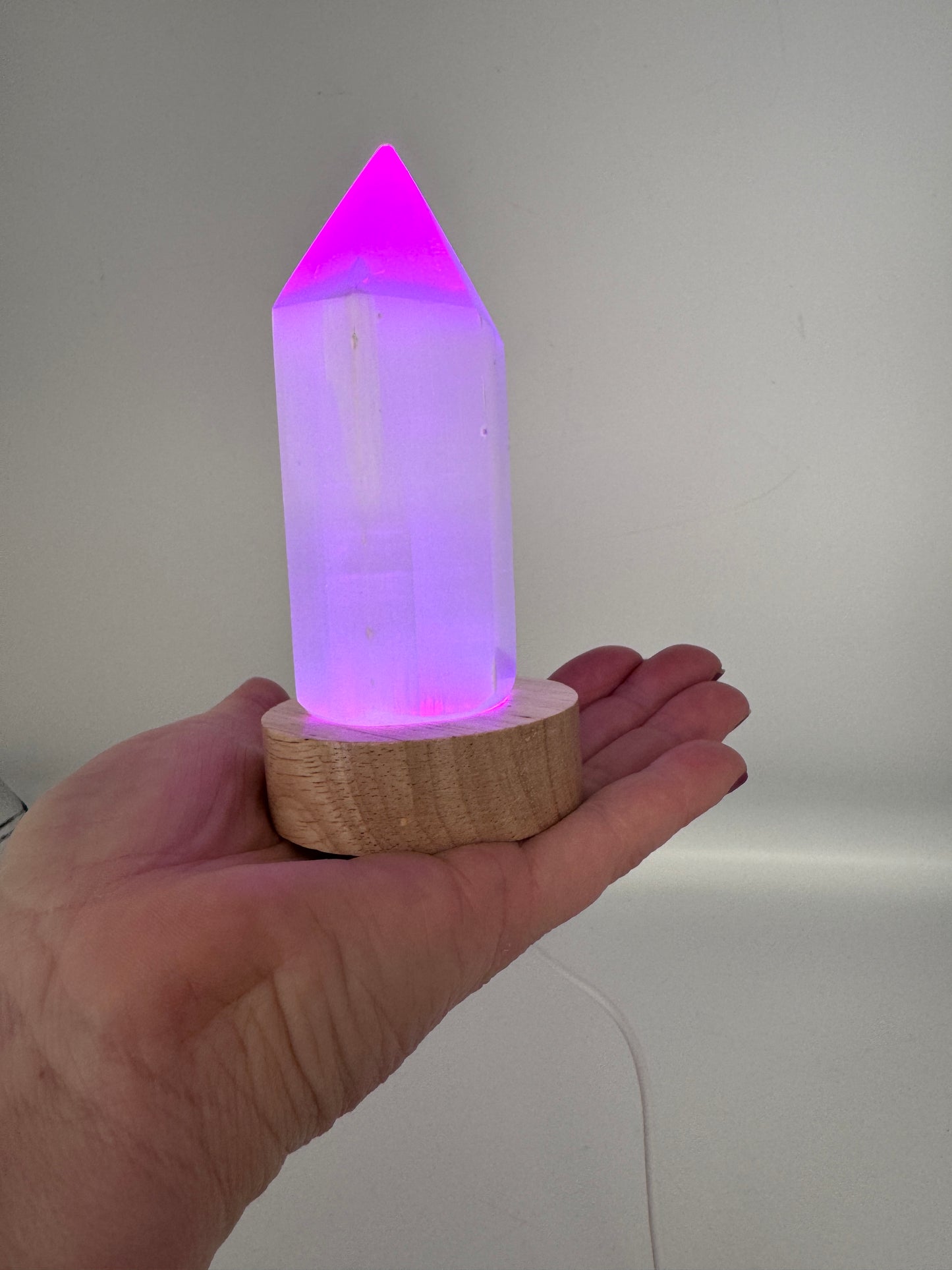 Selenite Point Colour Change Lamp.