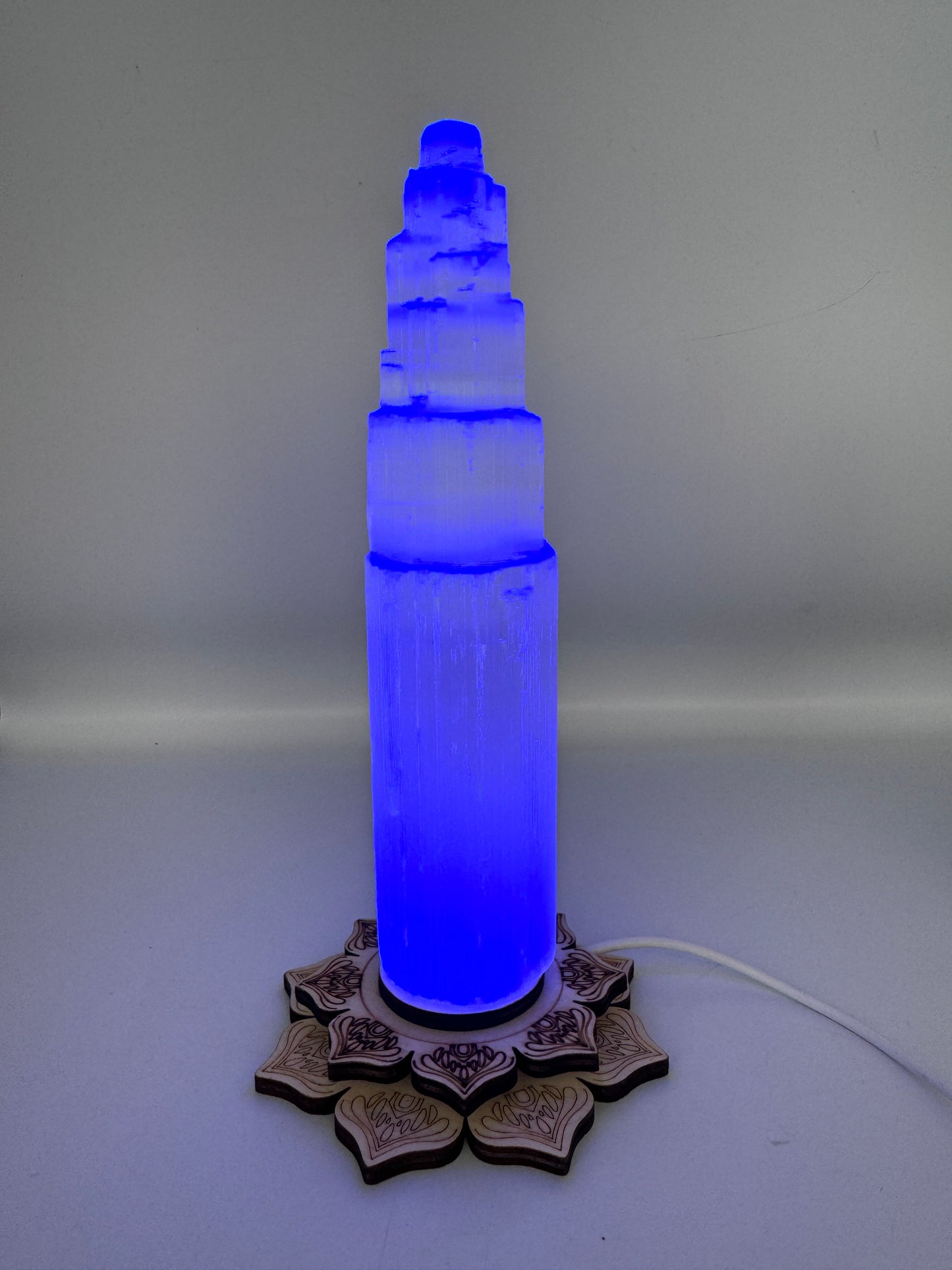 Lotus USB Light Base & Selenite Tower.