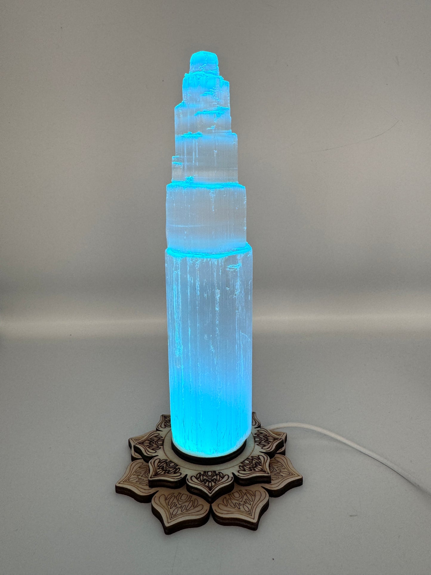 Lotus USB Light Base & Selenite Tower.