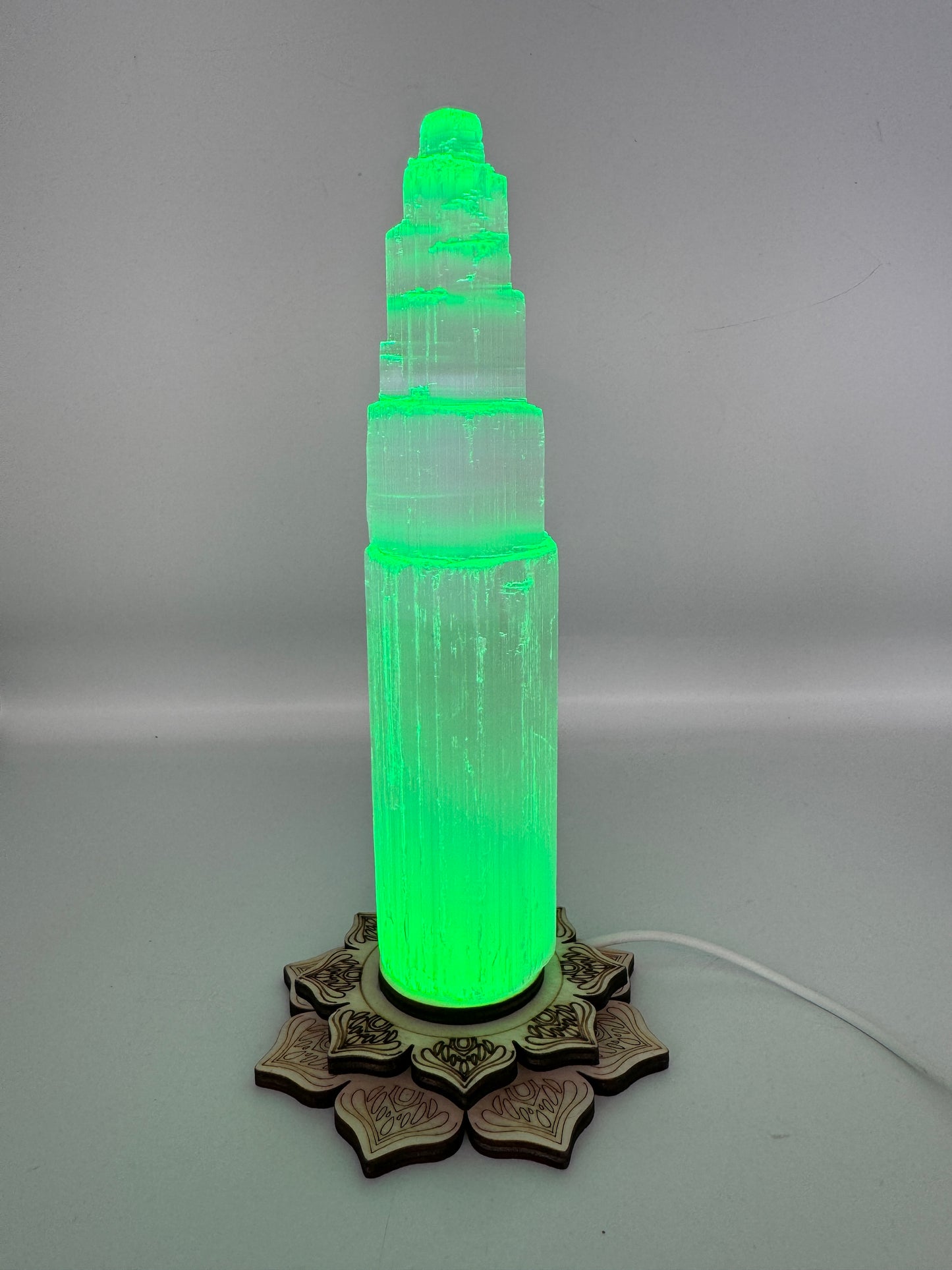 Lotus USB Light Base & Selenite Tower.