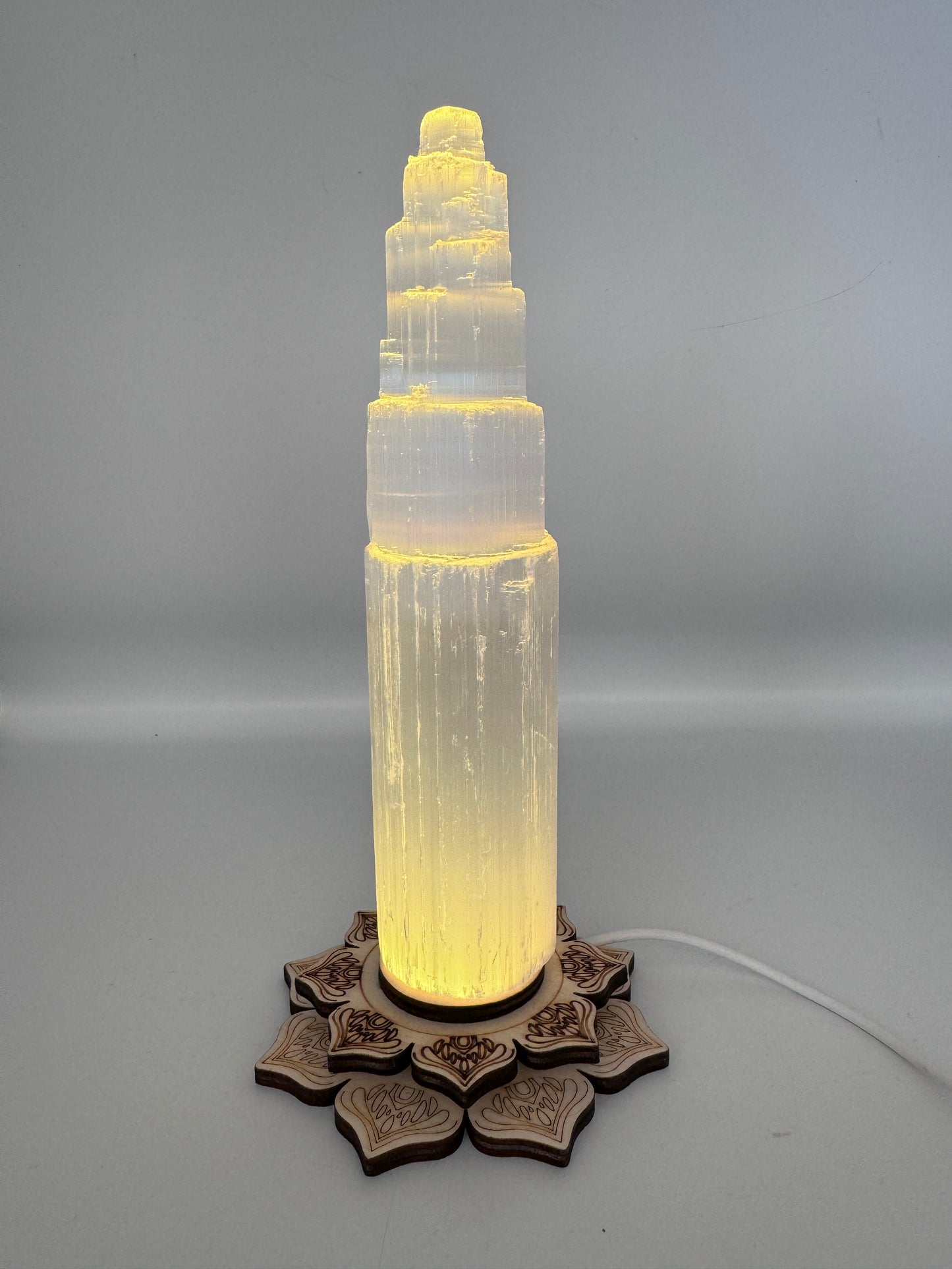 Lotus USB Light Base & Selenite Tower.