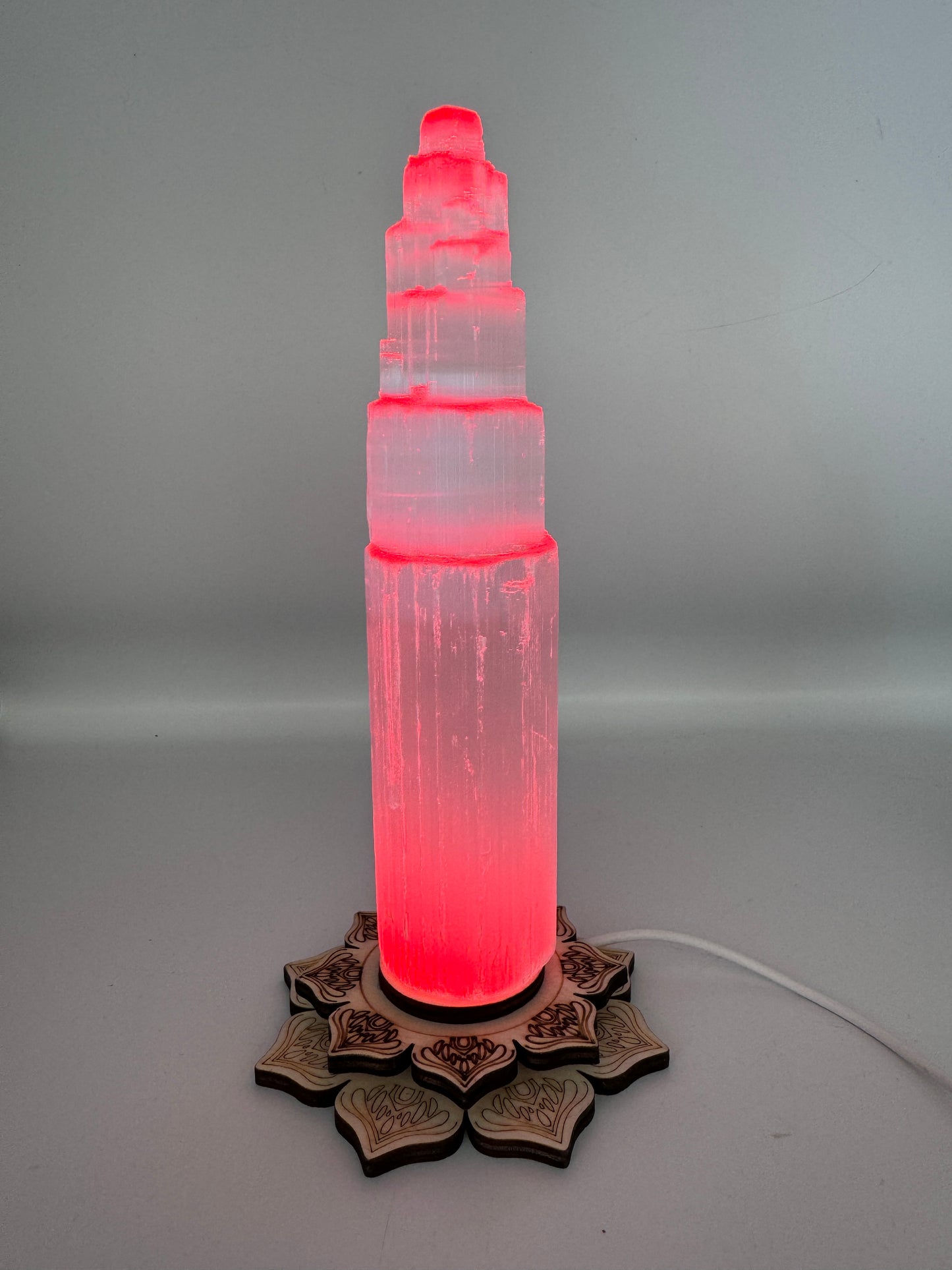 Lotus USB Light Base & Selenite Tower.