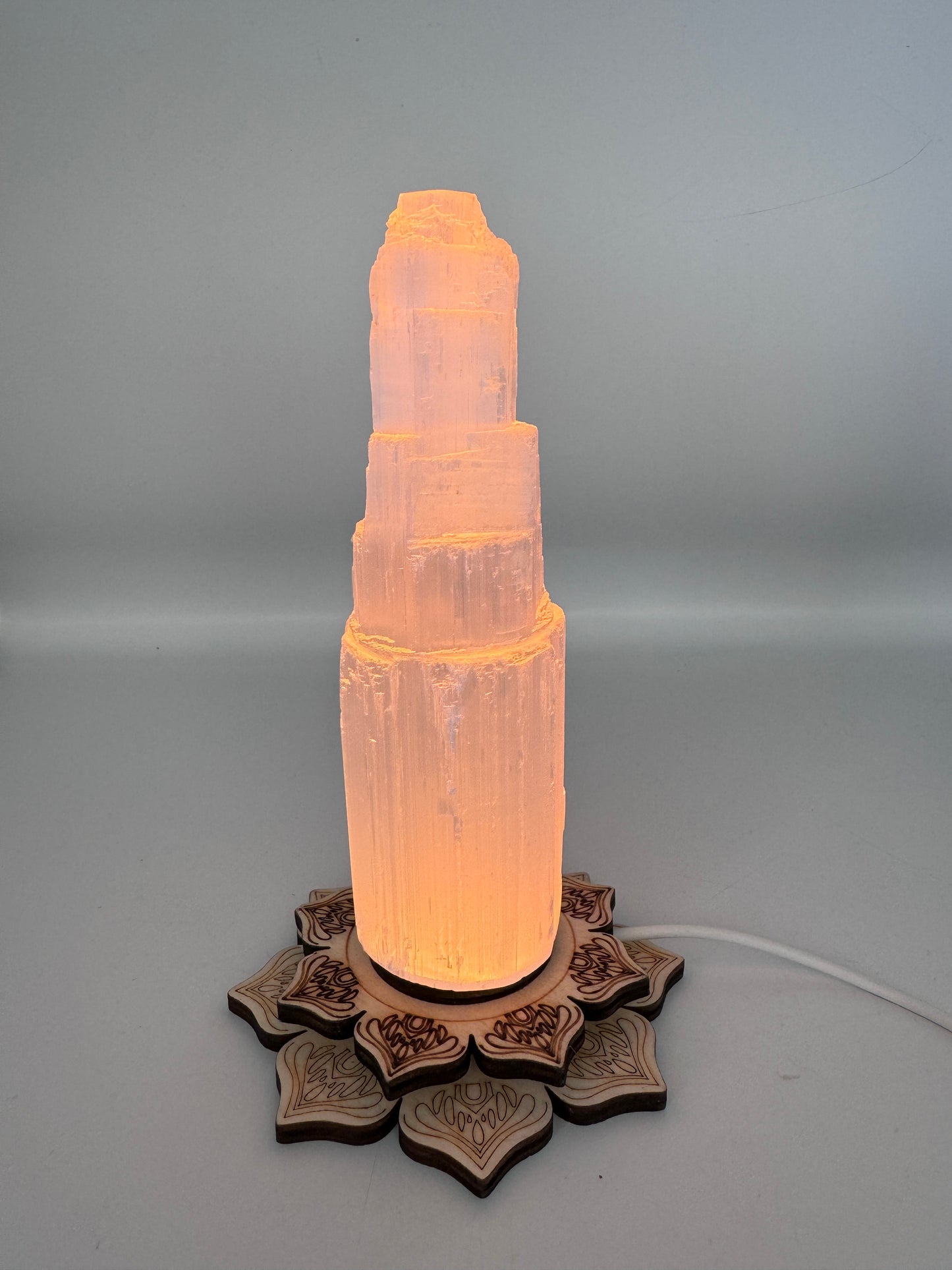 Lotus USB Light Base & Selenite Tower.