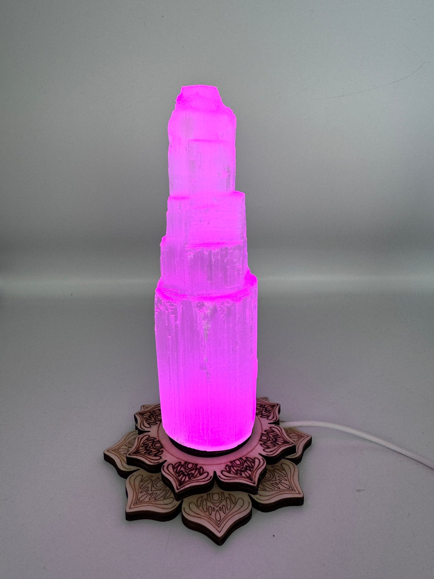 Lotus USB Light Base & Selenite Tower.