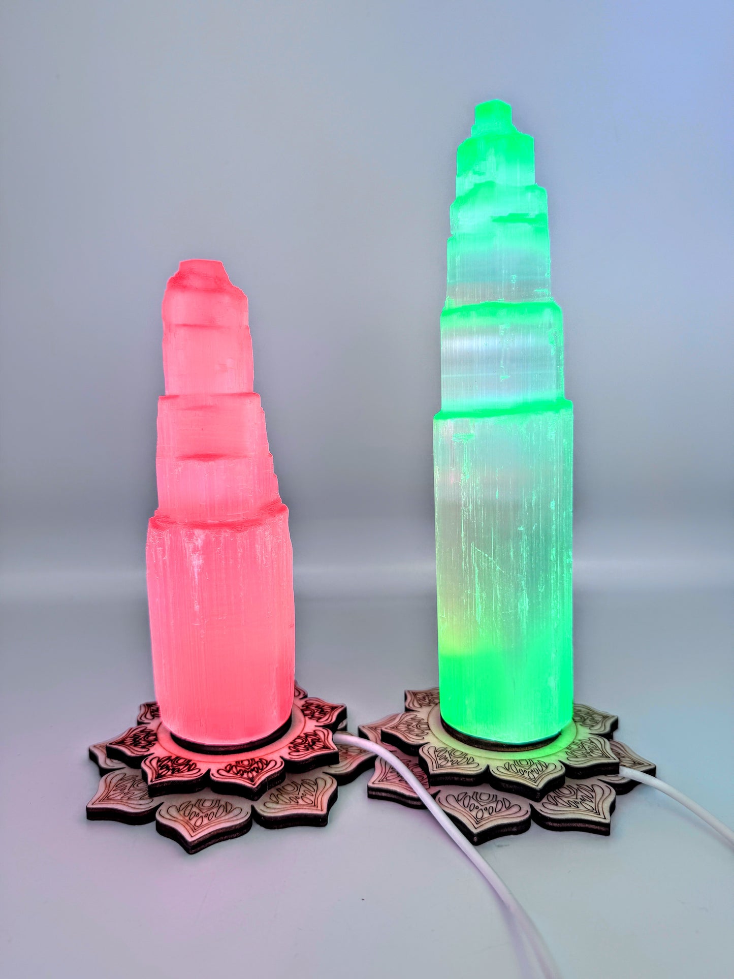 Lotus USB Light Base & Selenite Tower.