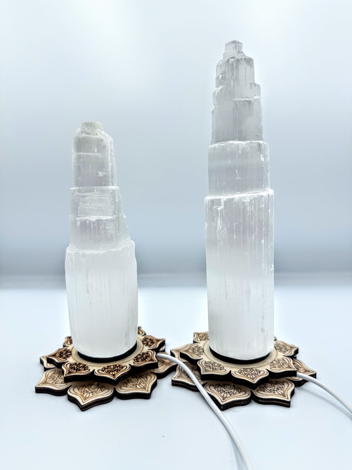 Lotus USB Light Base & Selenite Tower.