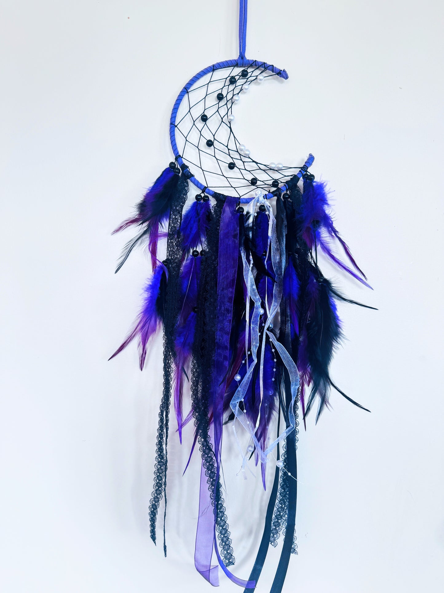 Purple & Black crescent Moon Dream Catcher