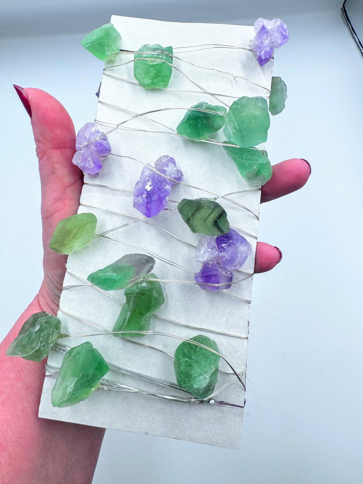 Crystal Fairy Lights Fluorite & Amethyst Flower 3M