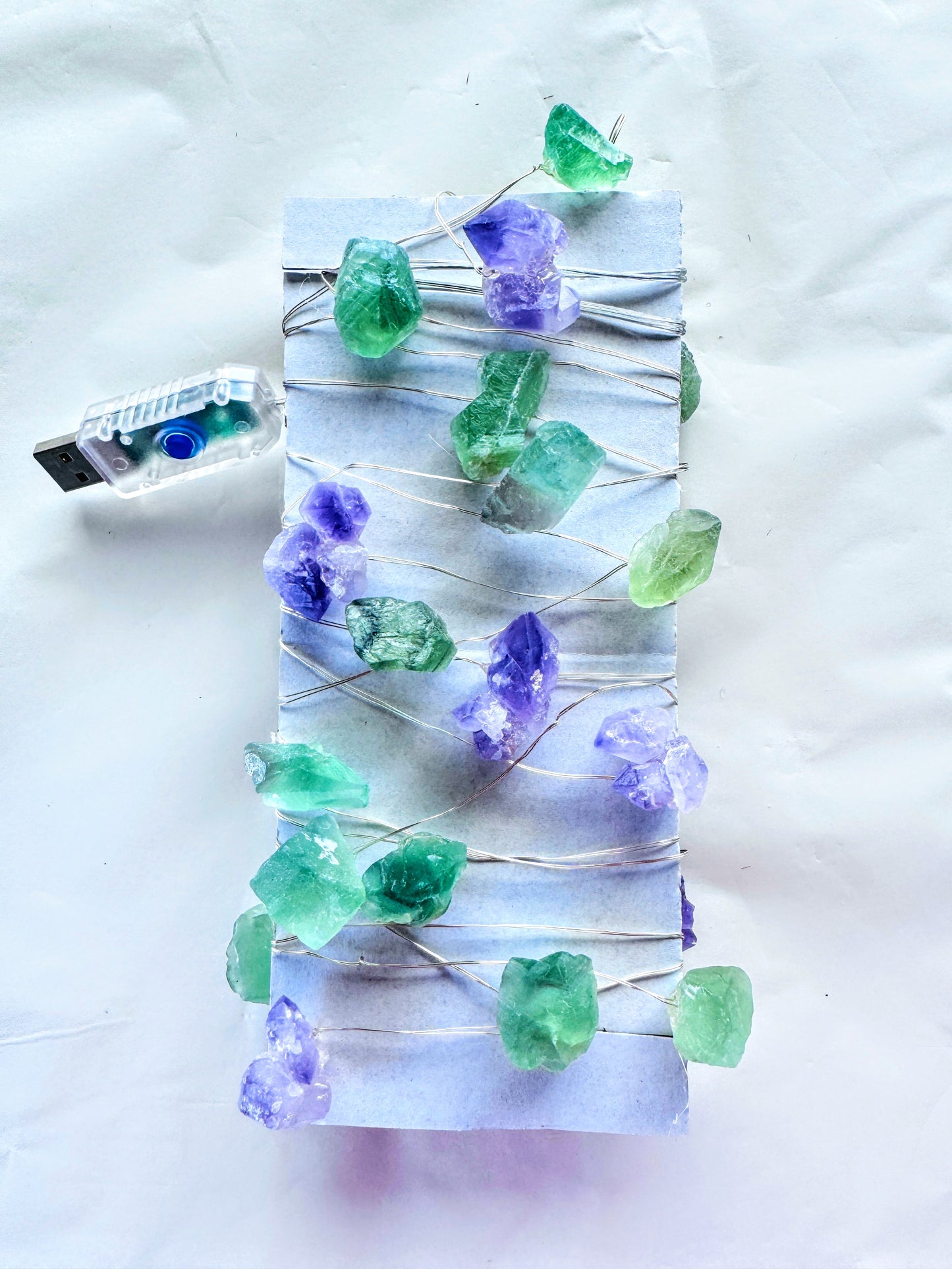 Crystal Fairy Lights Fluorite & Amethyst Flower 3M