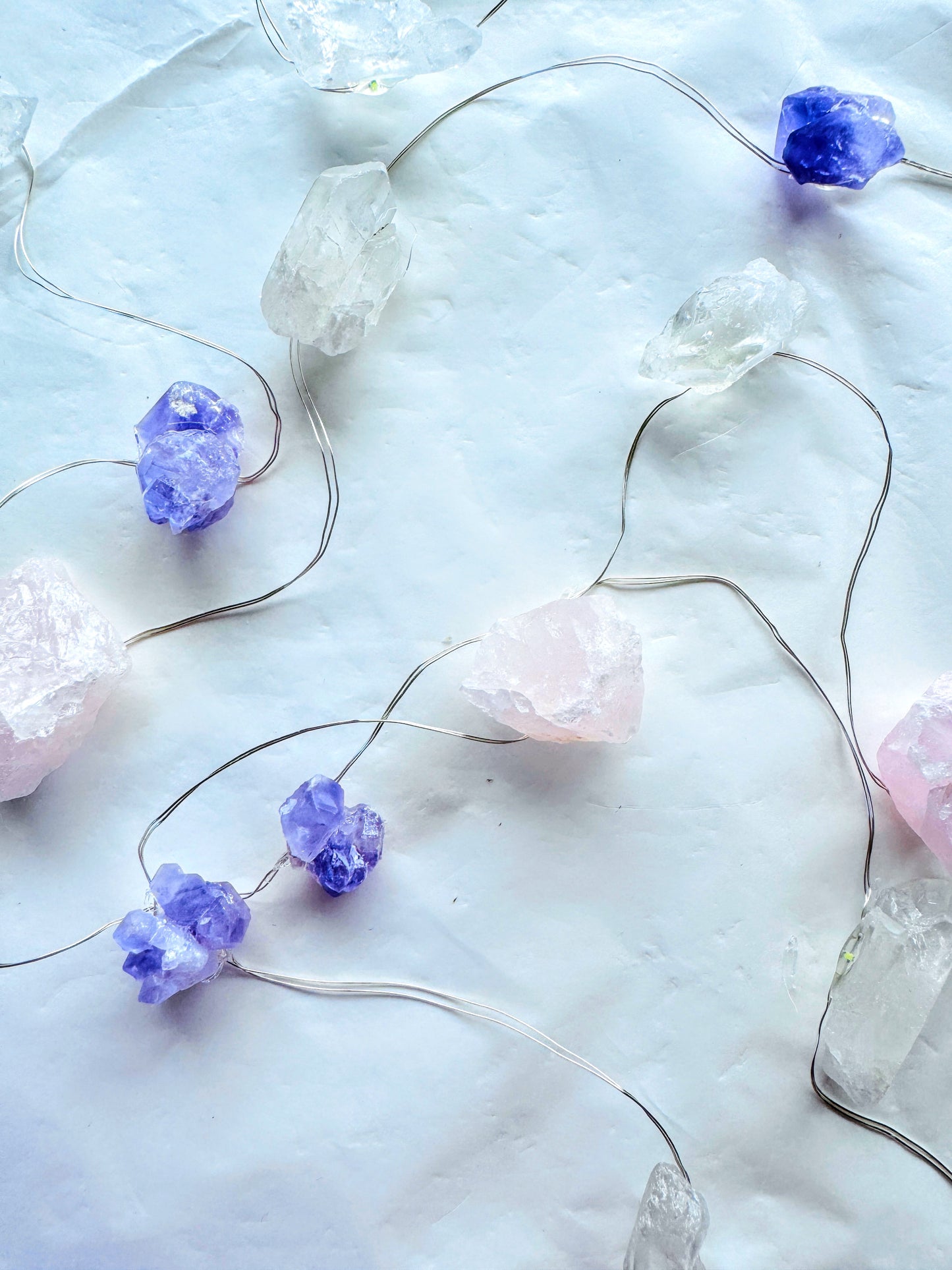 Crystal Fairy Lights Rose Quartz Clear Quartz & Amethyst 3M