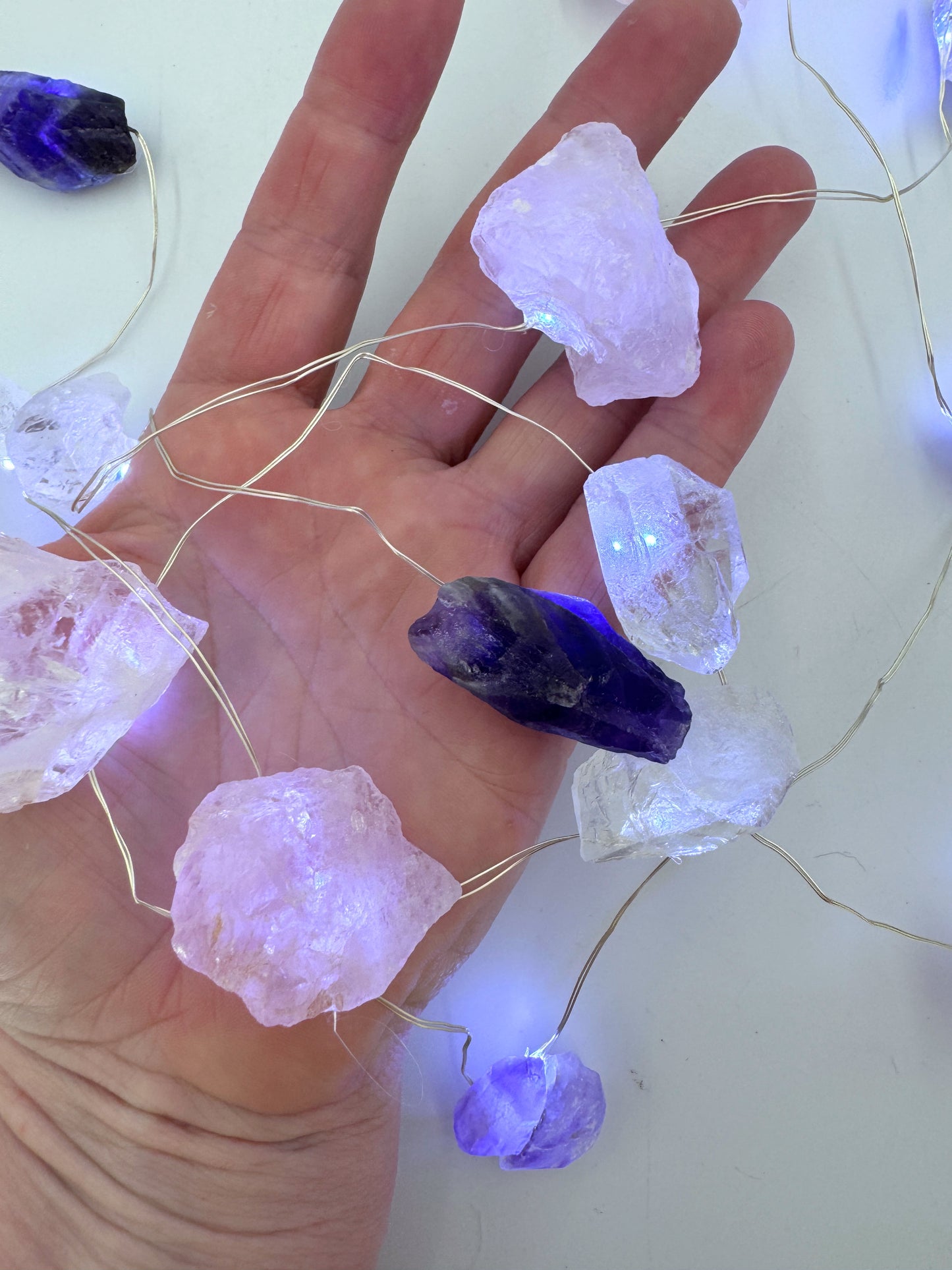 Crystal Fairy Lights Amethyst Rose Quartz  & Clear Quartz 2 M