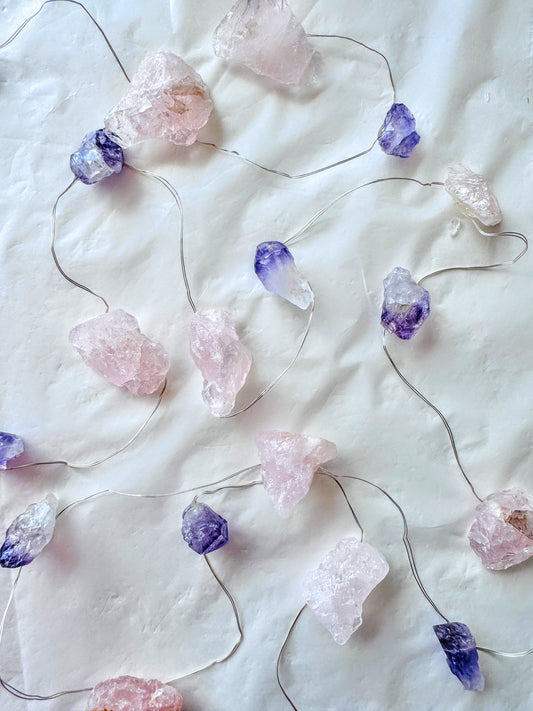 Crystal Fairy Lights Amethyst & Rose Quartz 2M