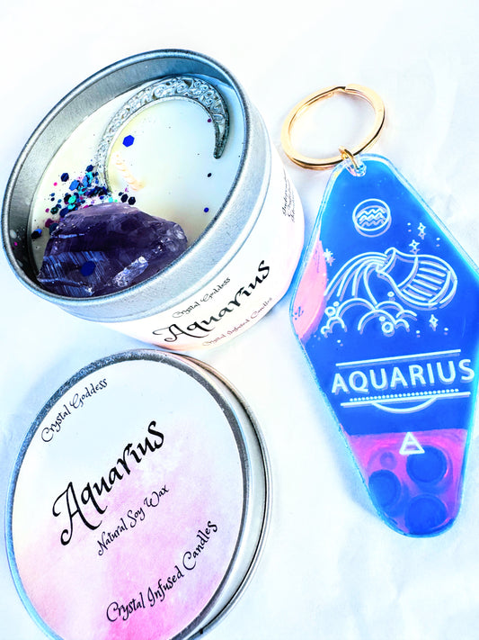 Zodiac Candle & Key Ring Gift Set