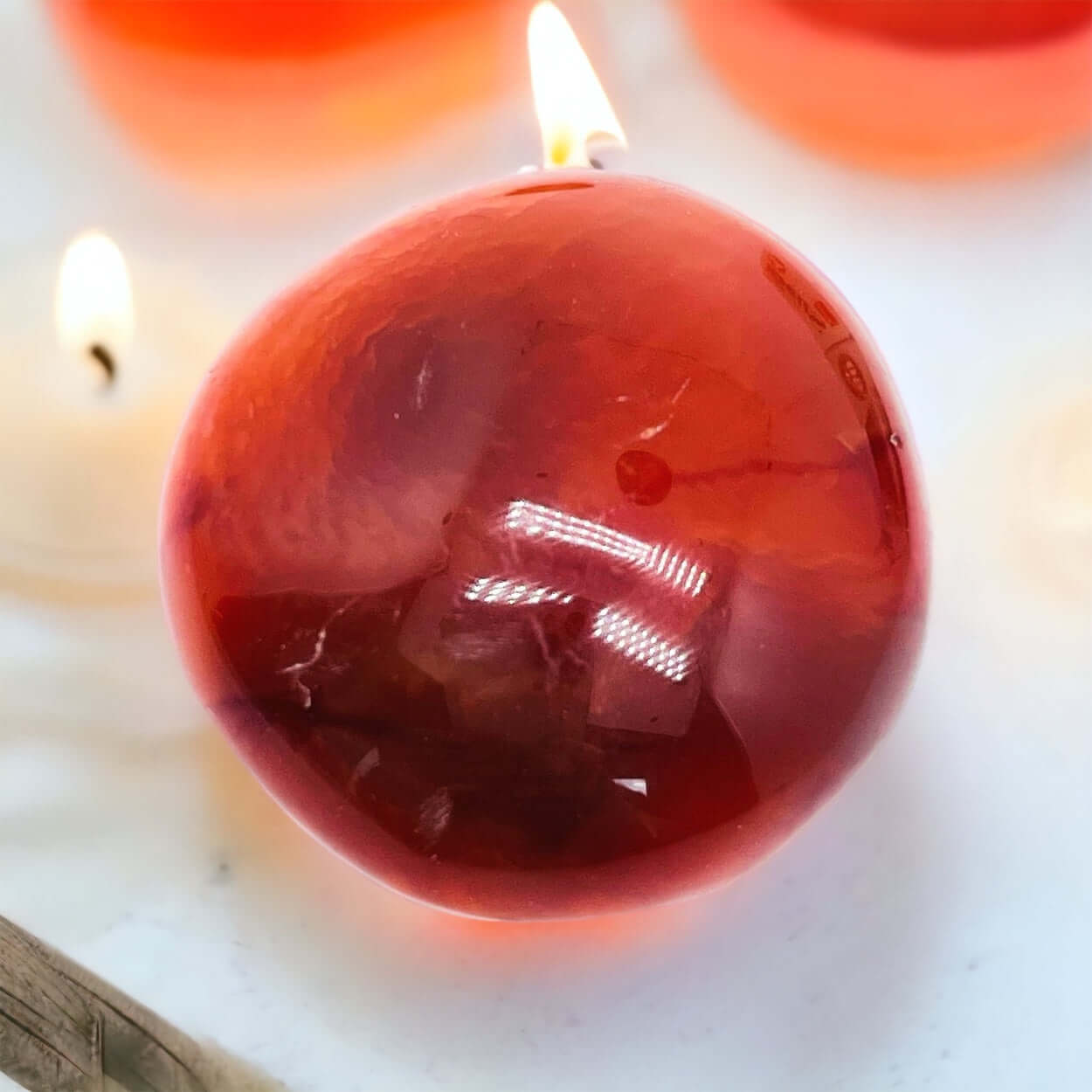 Large red carnelian polished stone. 