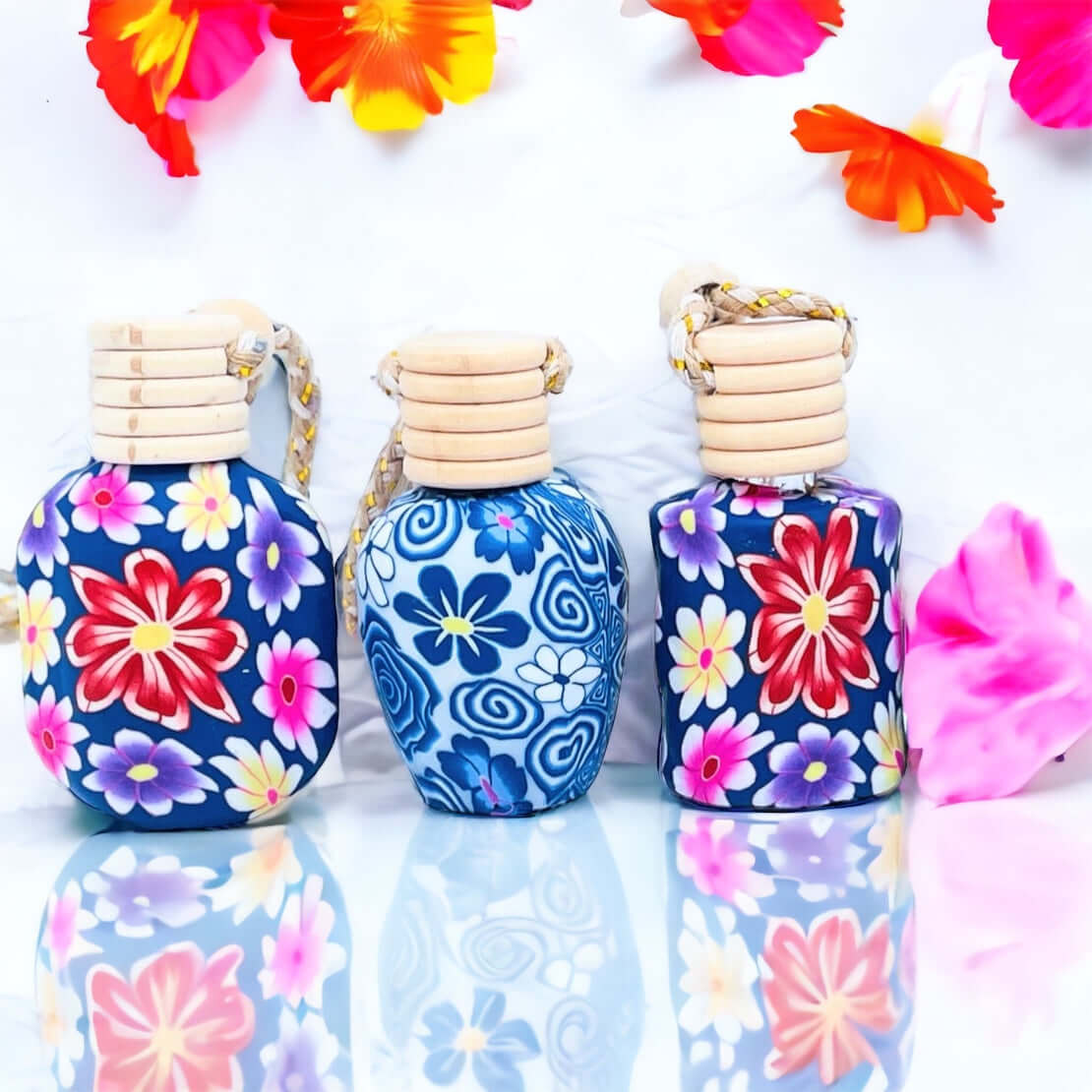 Colourful diffuser bottles with fragrance for car