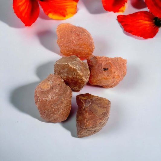 Several rough carnelian stones