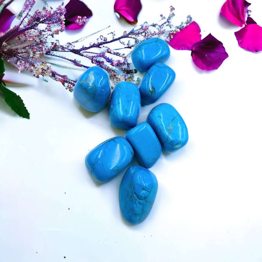 Several pieces of blue aventurine with flowers