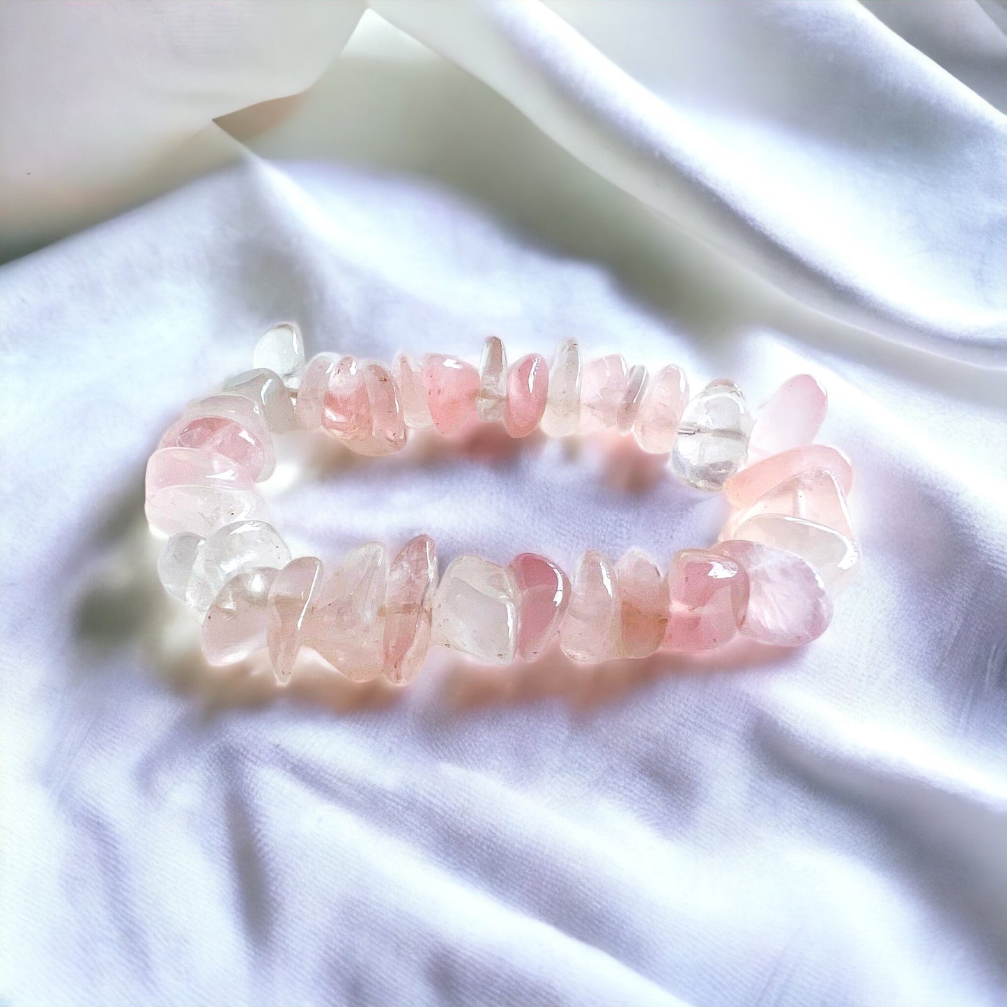 Rose Quartz Large Chip Bracelet