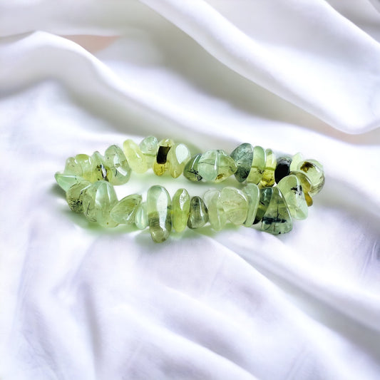 Prehnite Crystal Large Chip Bracelet.