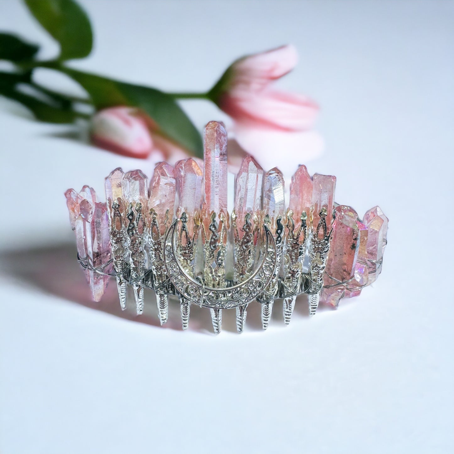 Aura Quartz Crystal Crowns