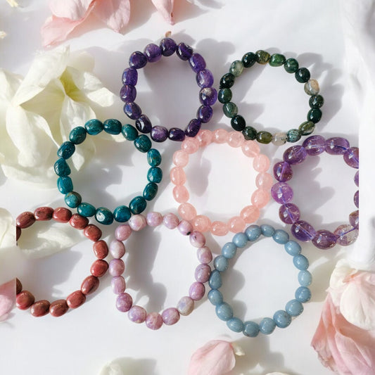 Tumbled Crystal Bead Bracelets.