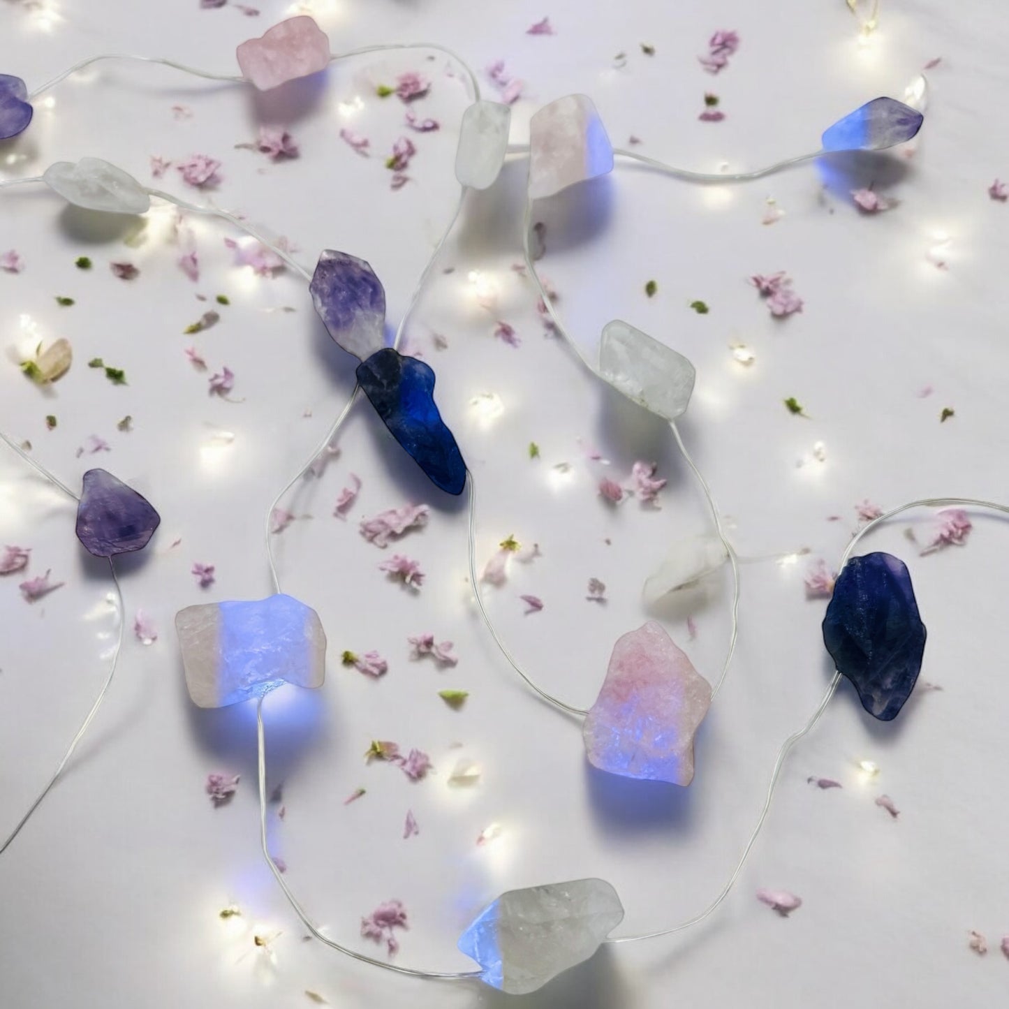 Crystal Fairy Lights Amethyst Rose Quartz  & Clear Quartz 2 M