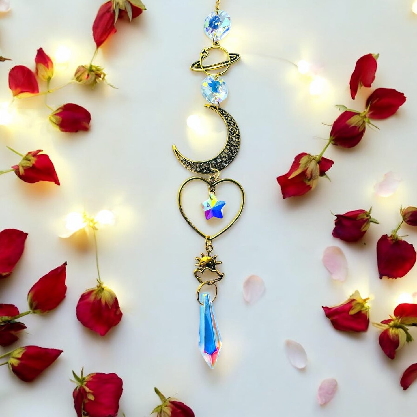 Iridescent Gold Heart Sun Catcher