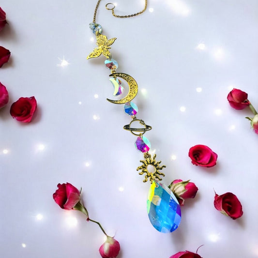 Gold Iridescent Sun & Moon Suncatcher