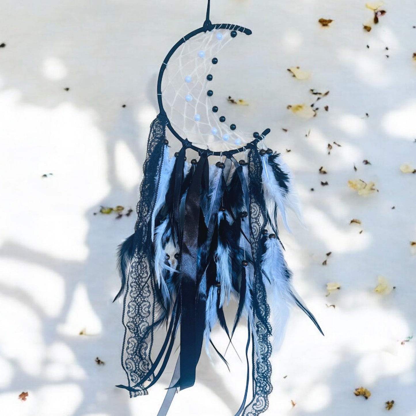 Black & White Crescent Moon Dream Catcher.