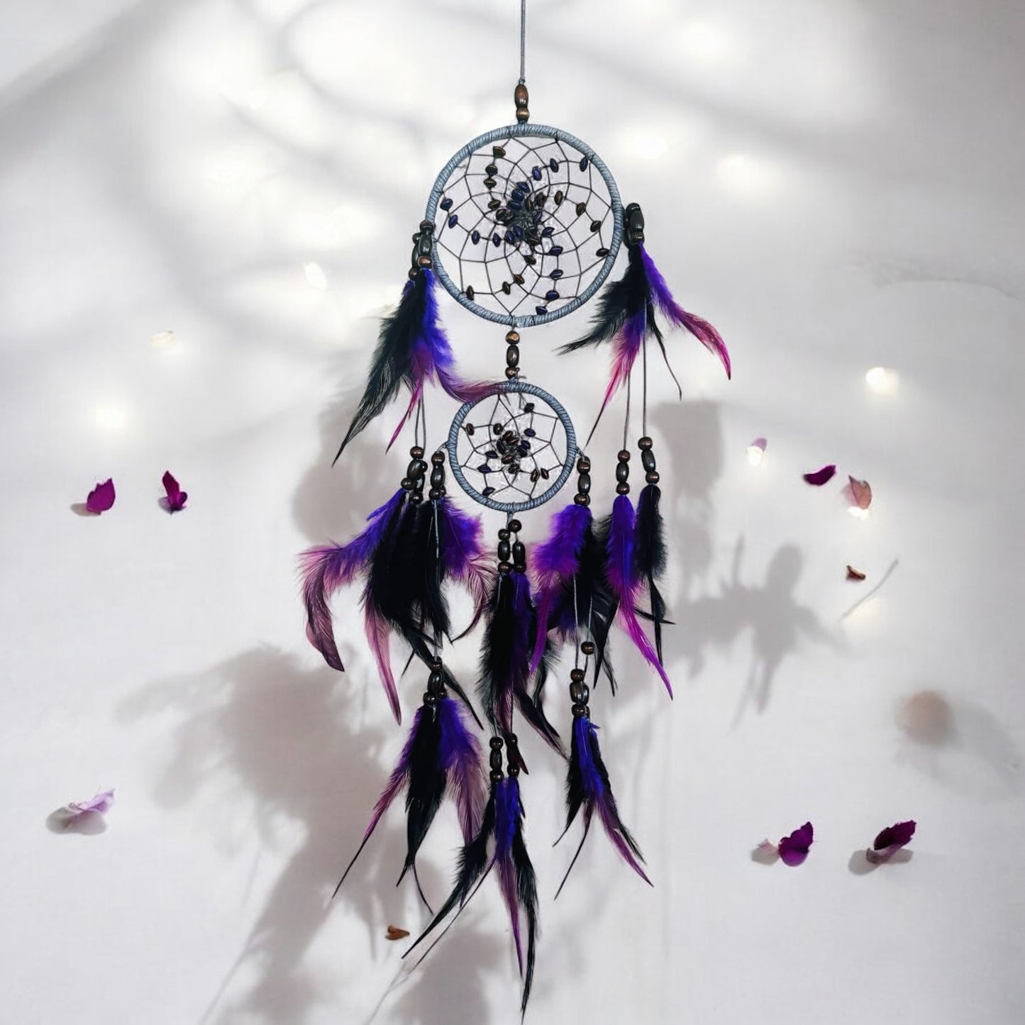 Purple Wood Bead Dream Catcher.