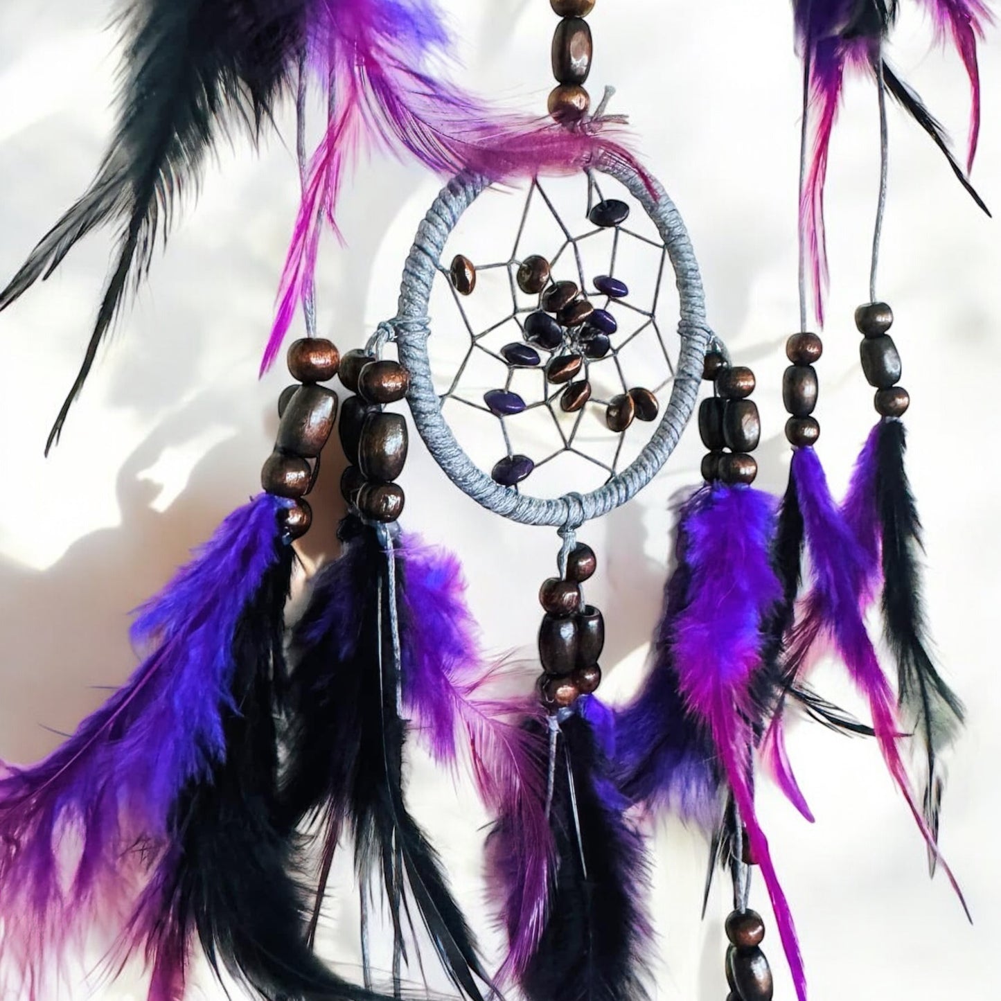 Purple Wood Bead Dream Catcher.