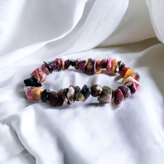 Mixed Pink Tourmaline large Chip Bracelet.