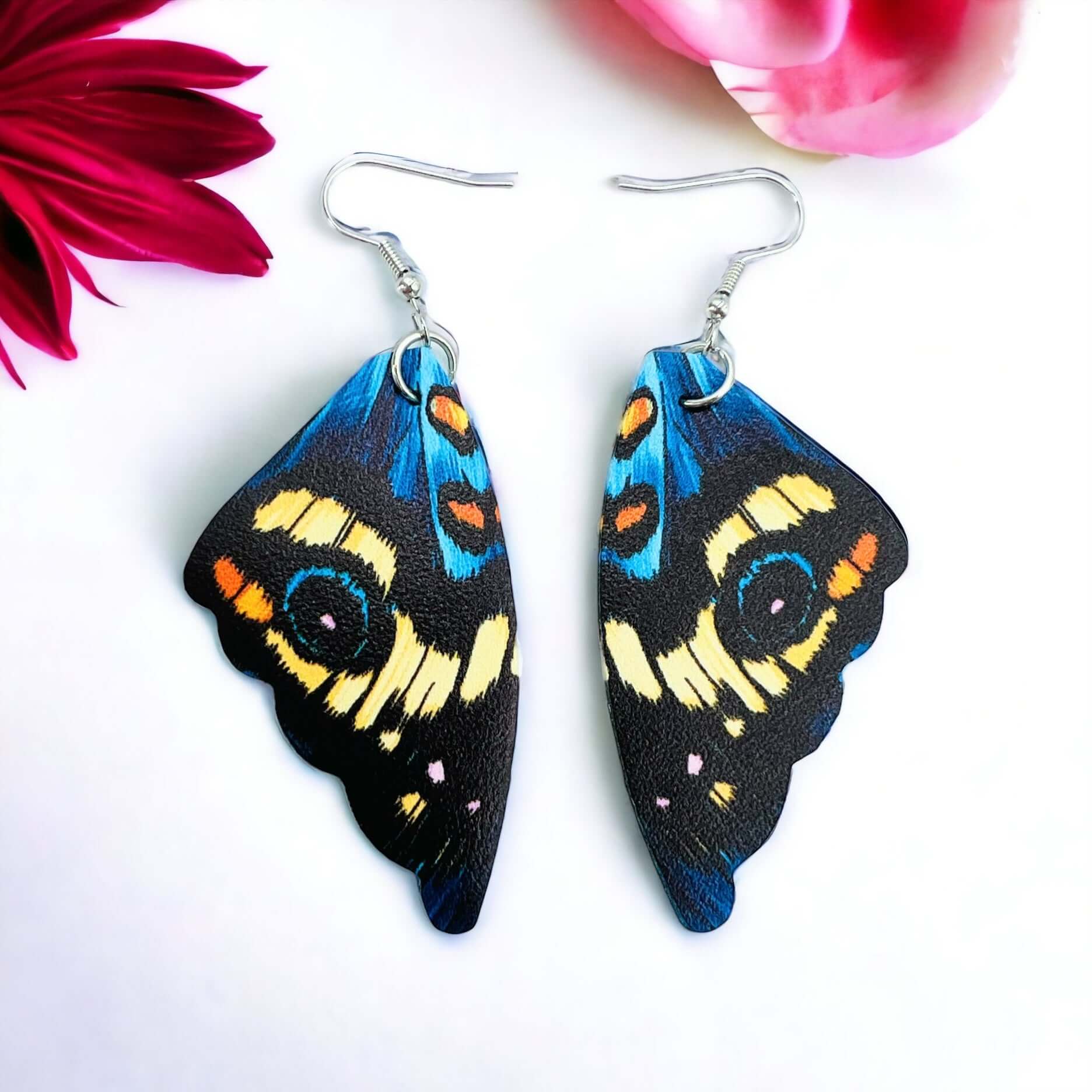 Colourful butterfly wings earrings