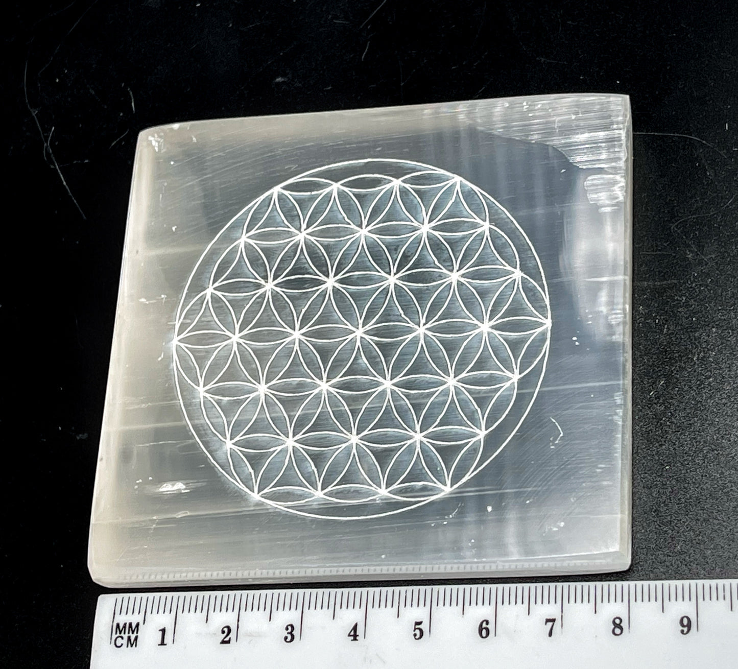 Selenite Flower Of Life Plate.