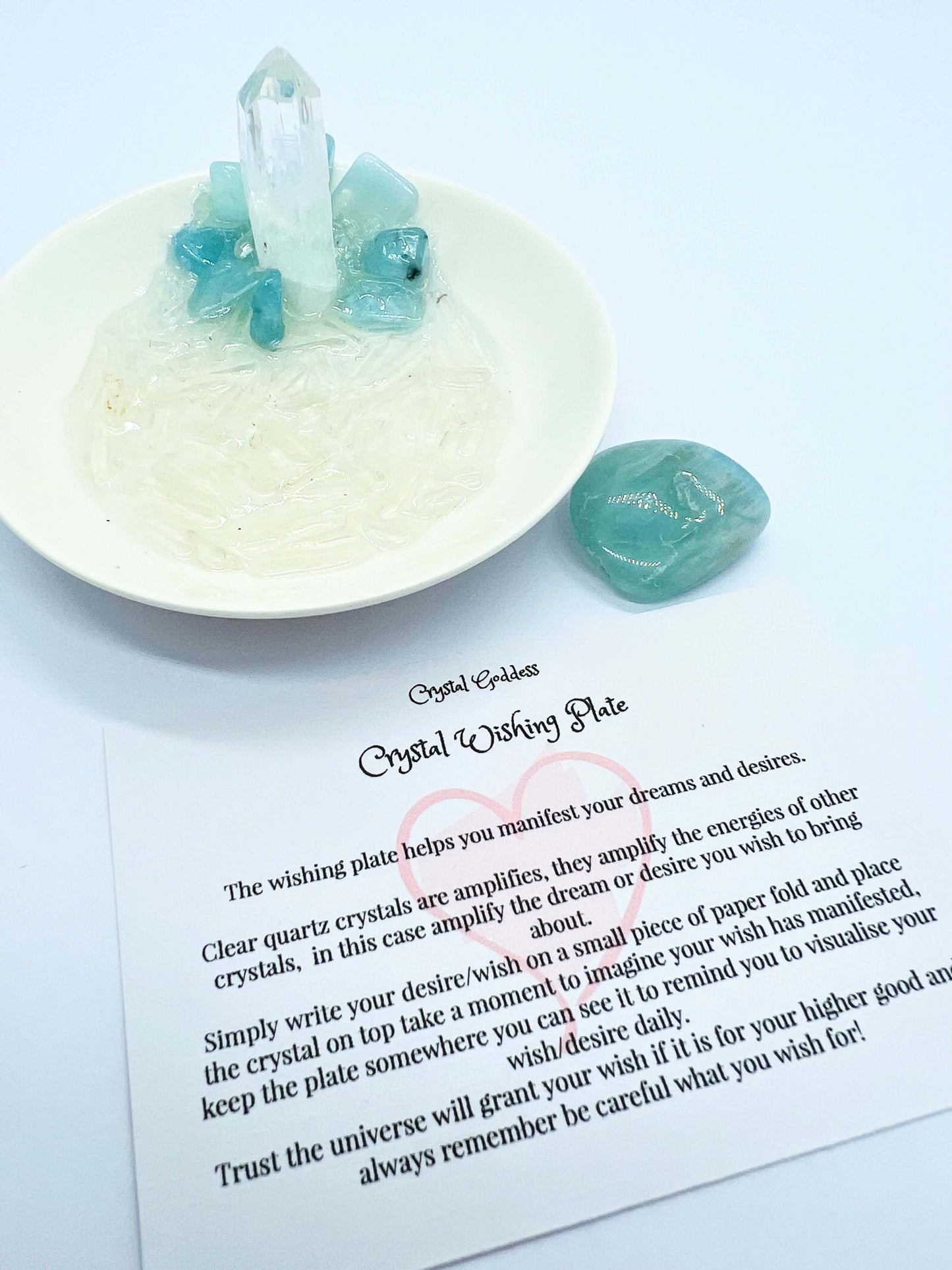 Crystal Wish Plate with aquamarine