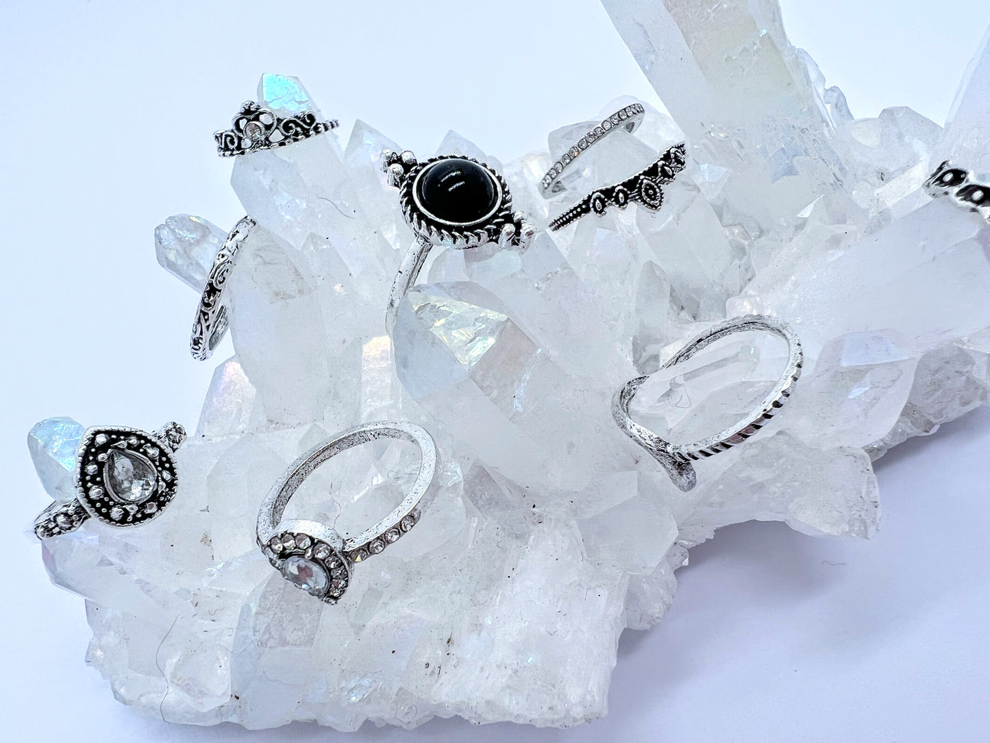 Ring set silver colour metal A11 (11 Rings)