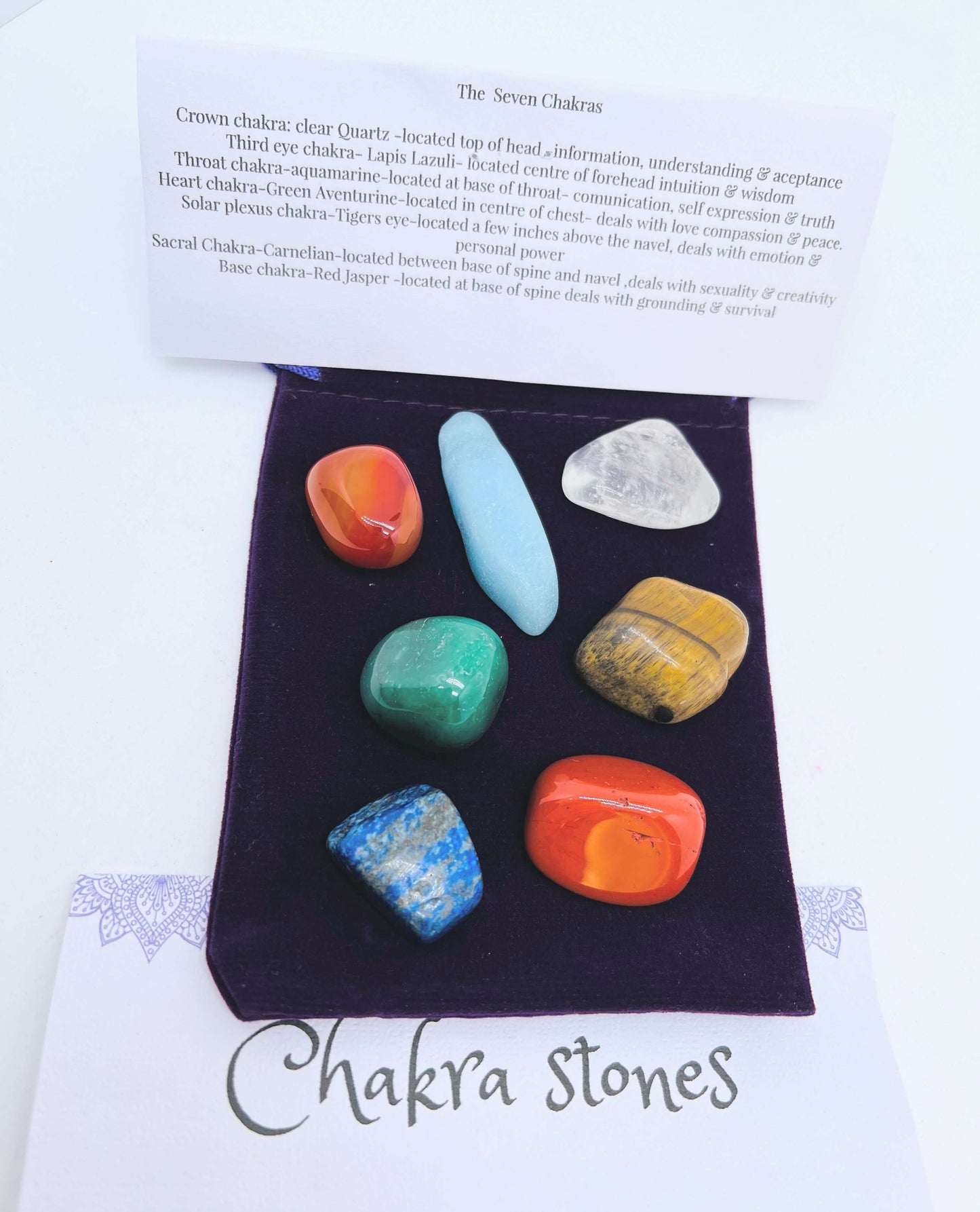 Chakra crystal set with pouch