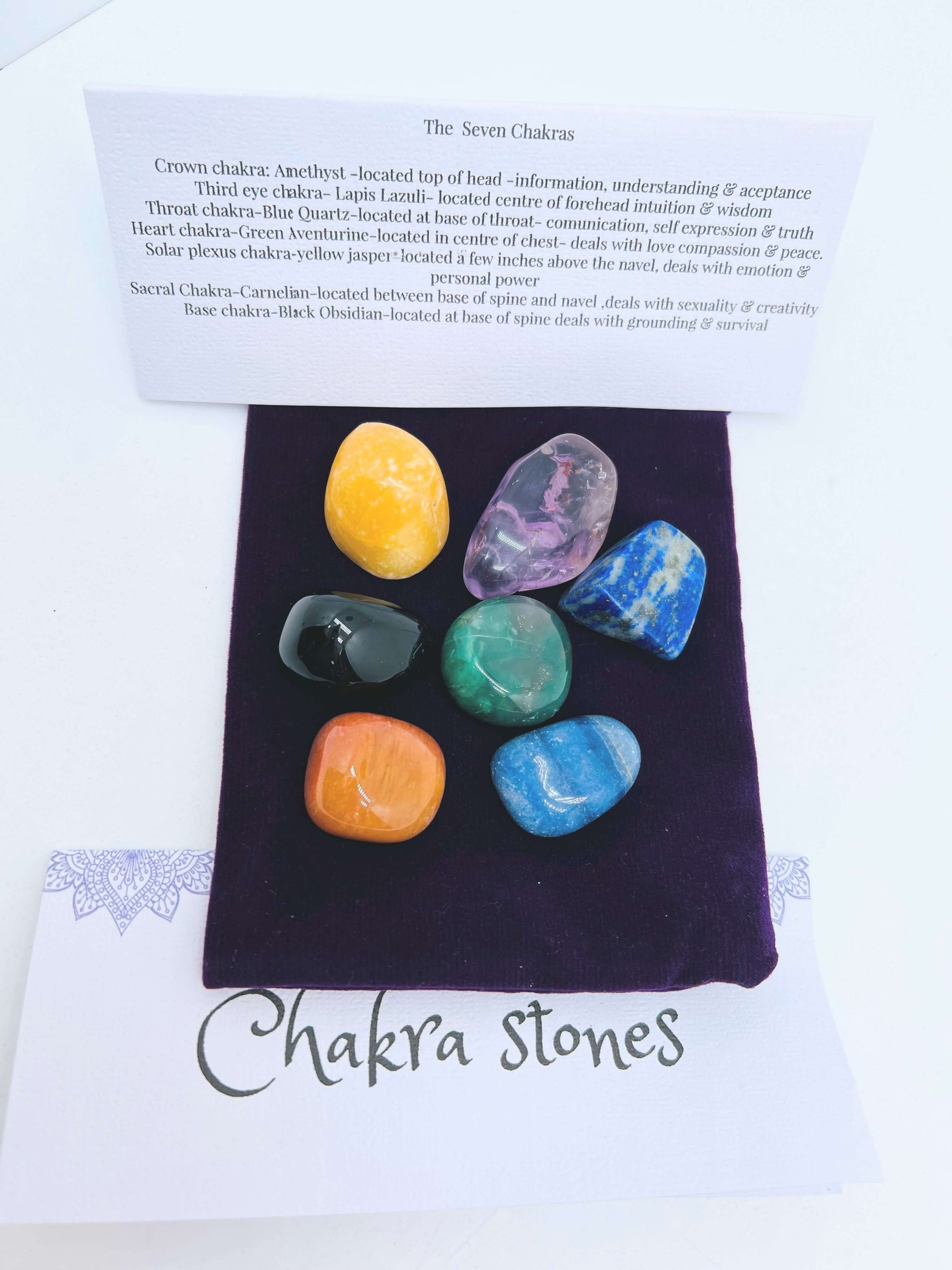 Chakra crystal set with pouch