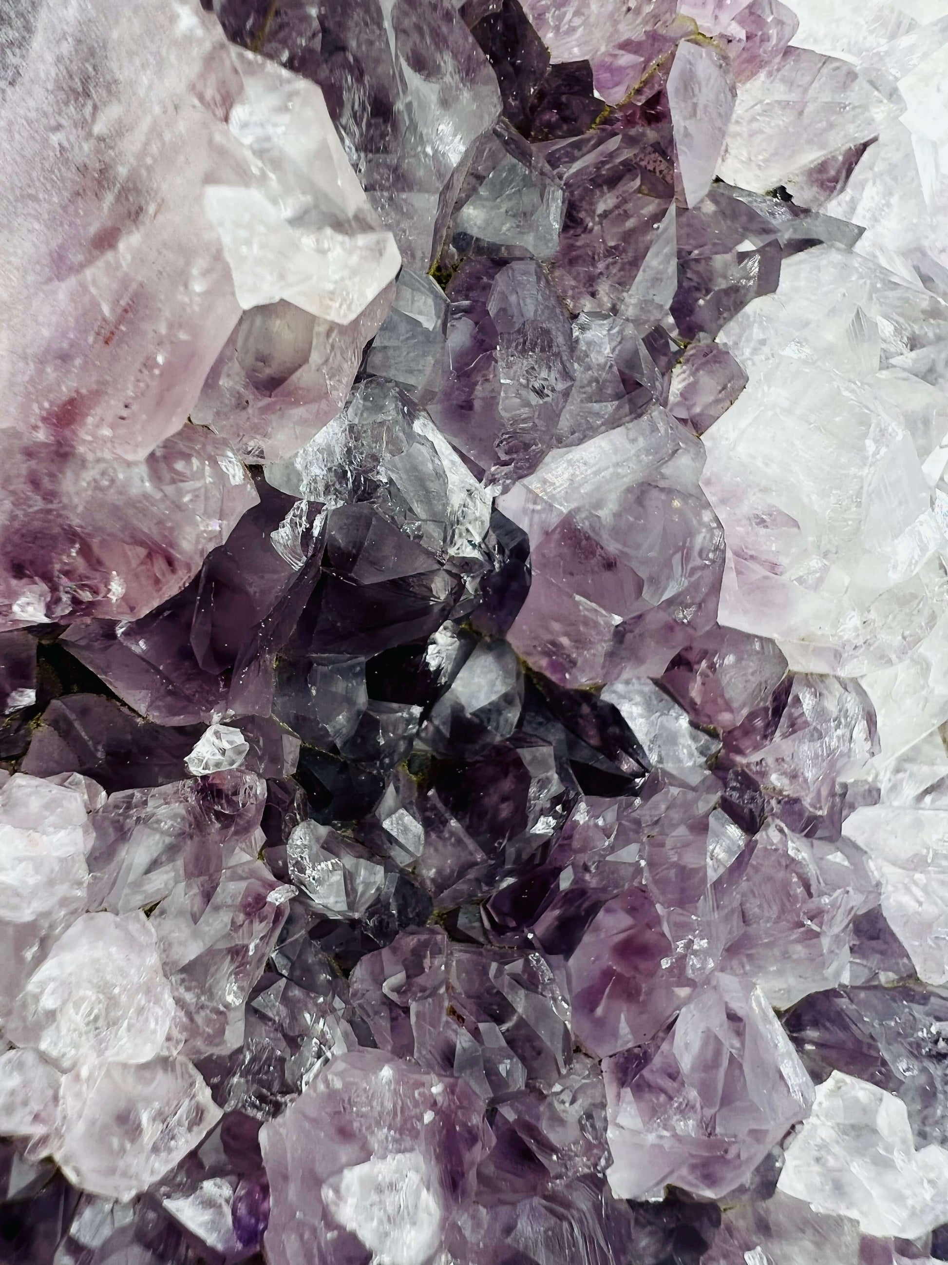 Amethyst cluster close up.