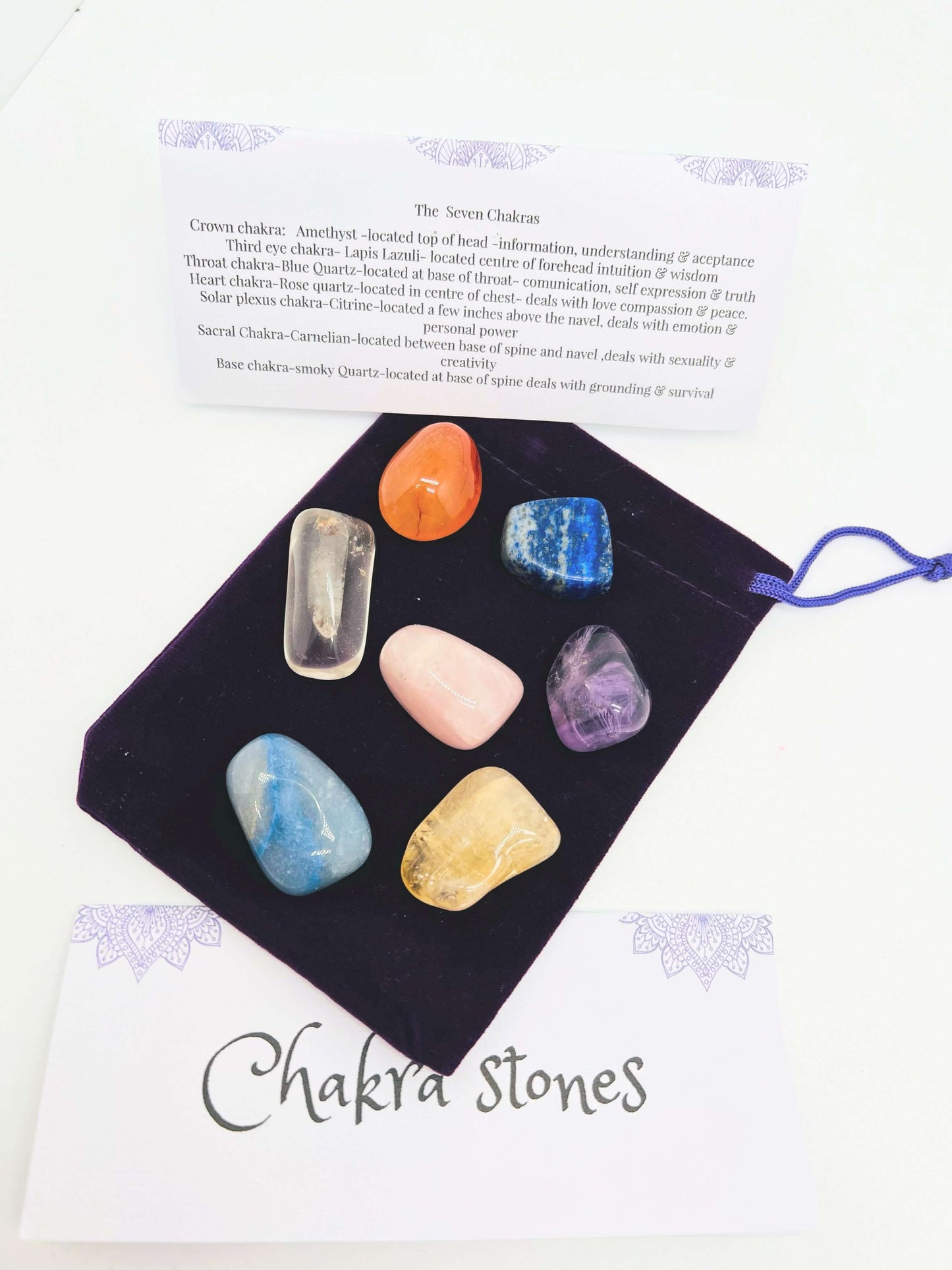 Chakra crystal set with pouch