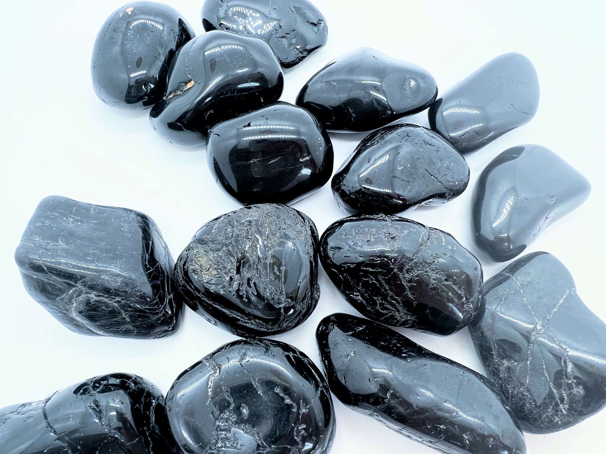 Several Tumbled Black tourmaline pieces