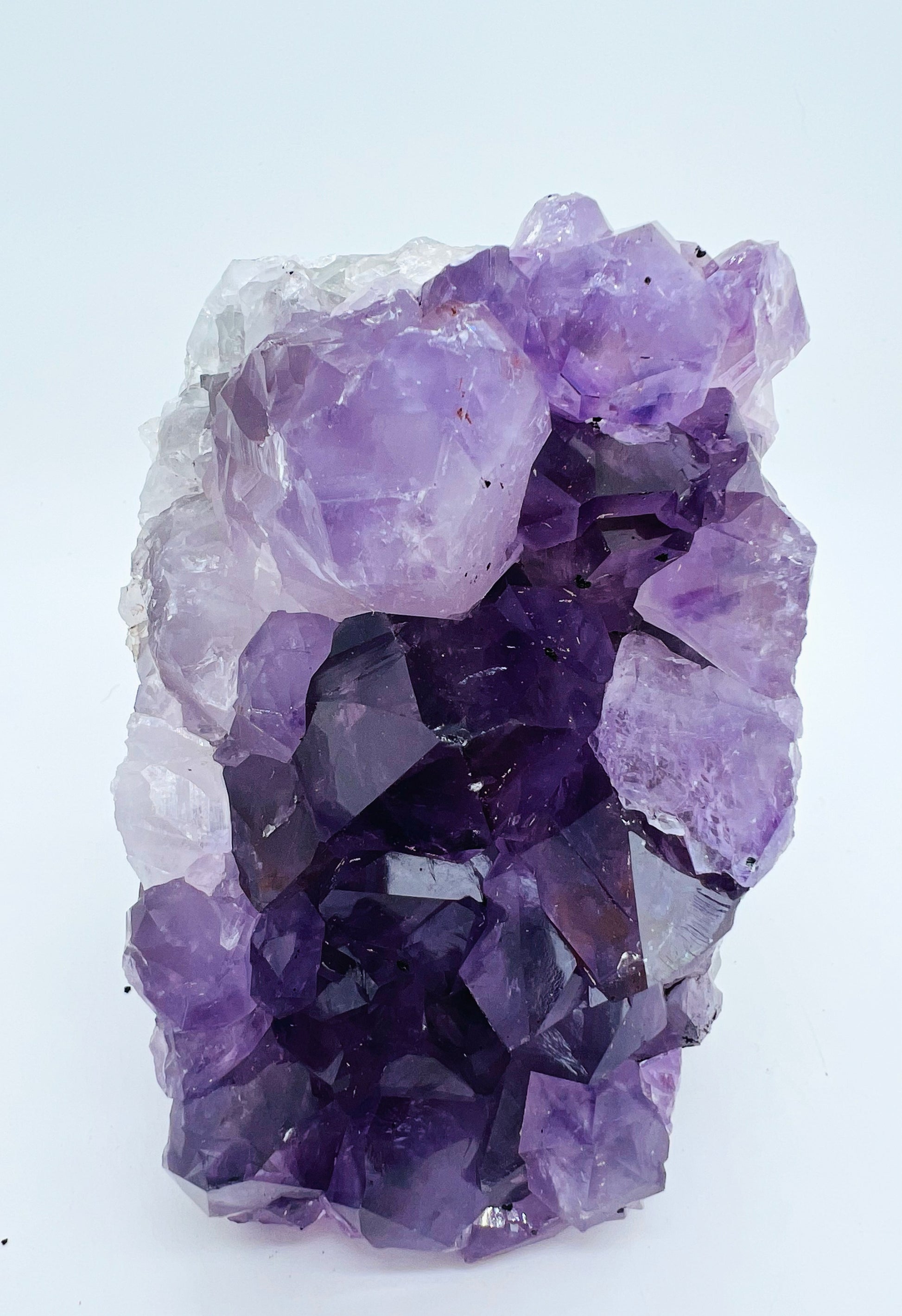 Large Amethyst cluster on white background 